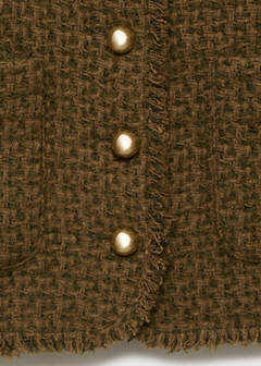 Tweed jacket with jewel buttons — Khaki 10