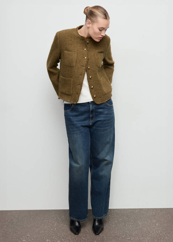 Tweed jacket with jewel buttons — Khaki