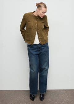 Tweed jacket with jewel buttons — Khaki 6