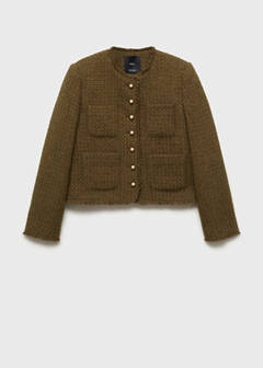 Tweed jacket with jewel buttons — Khaki 9