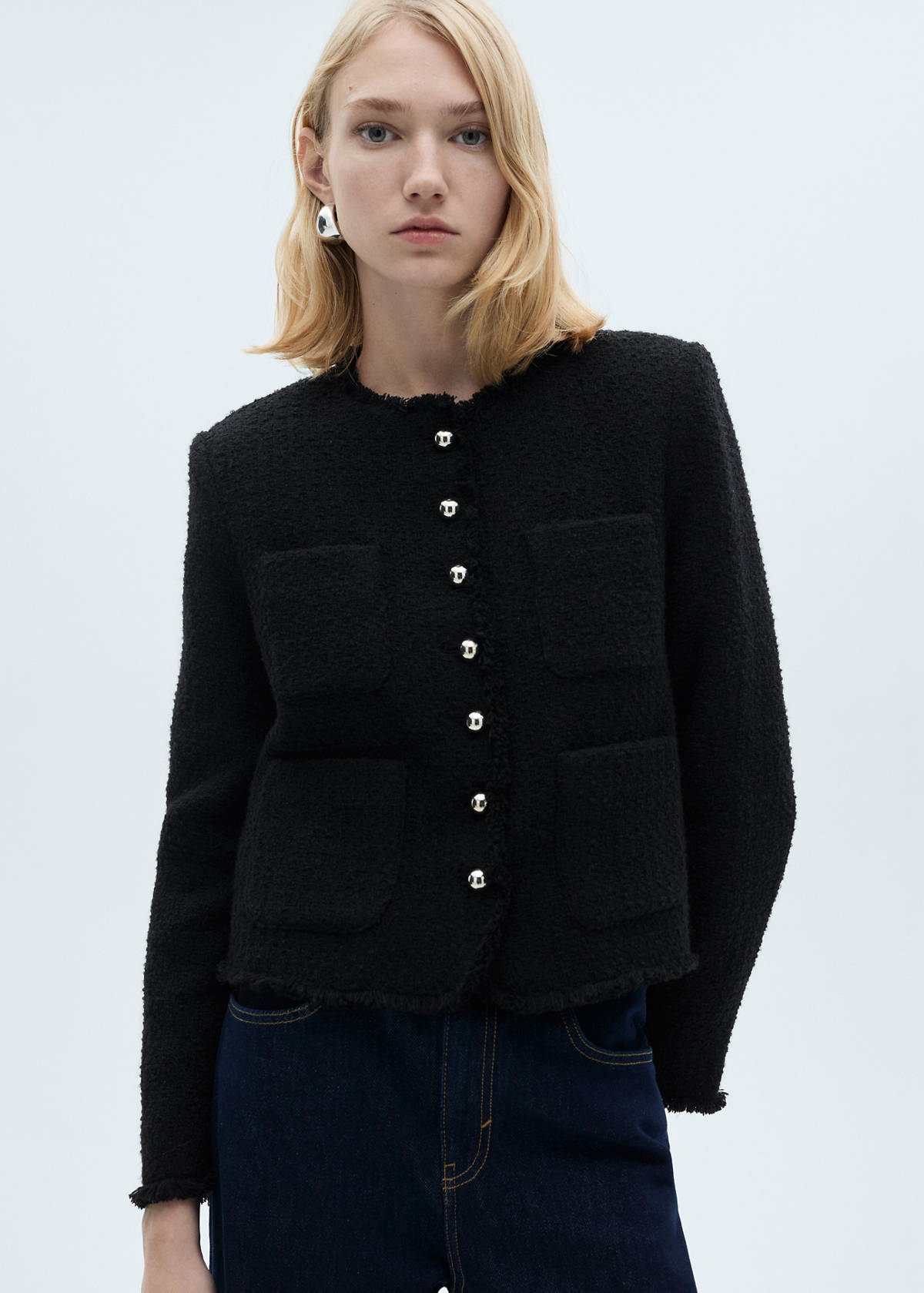 Tweed jacket with jewel buttons — Black