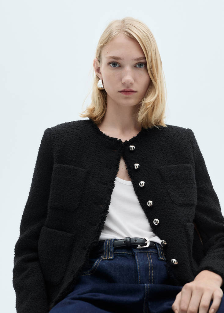 Tweed jacket with jewel buttons — Black