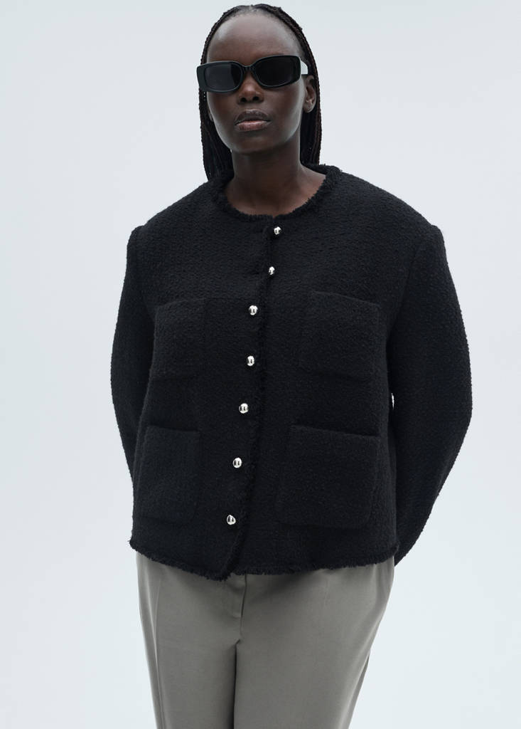 Tweed jacket with jewel buttons — Black