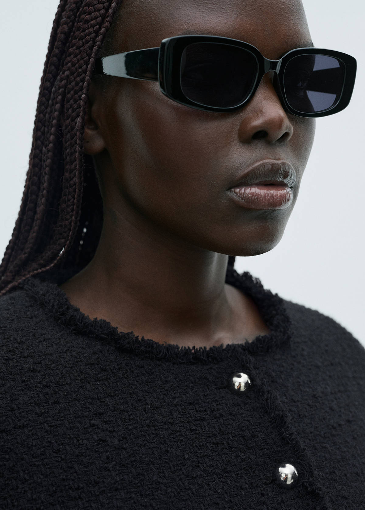 Tweed jacket with jewel buttons — Black