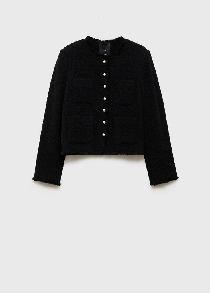 Tweed jacket with jewel buttons — Black