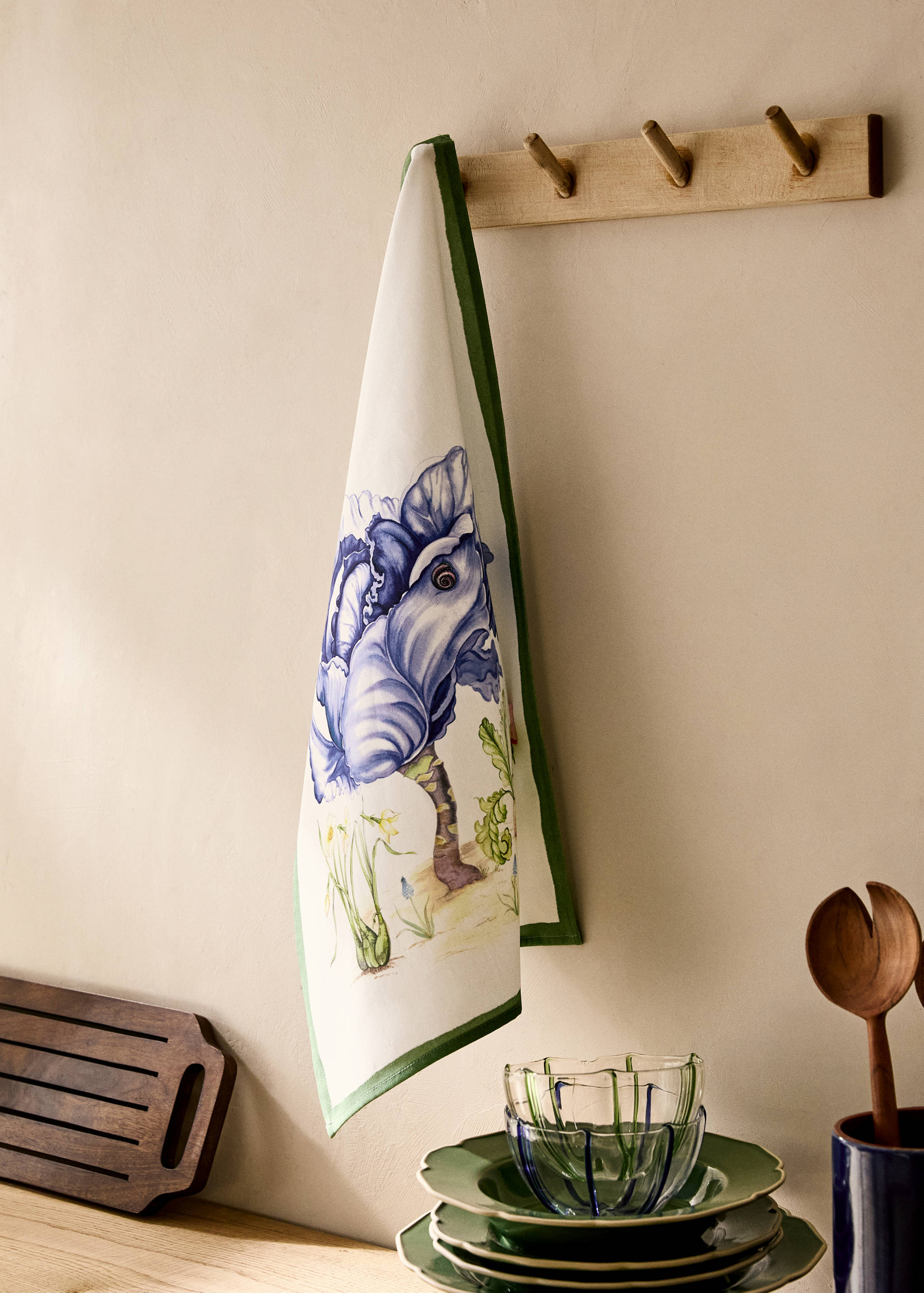 Floral-print cotton dish cloth - General plane