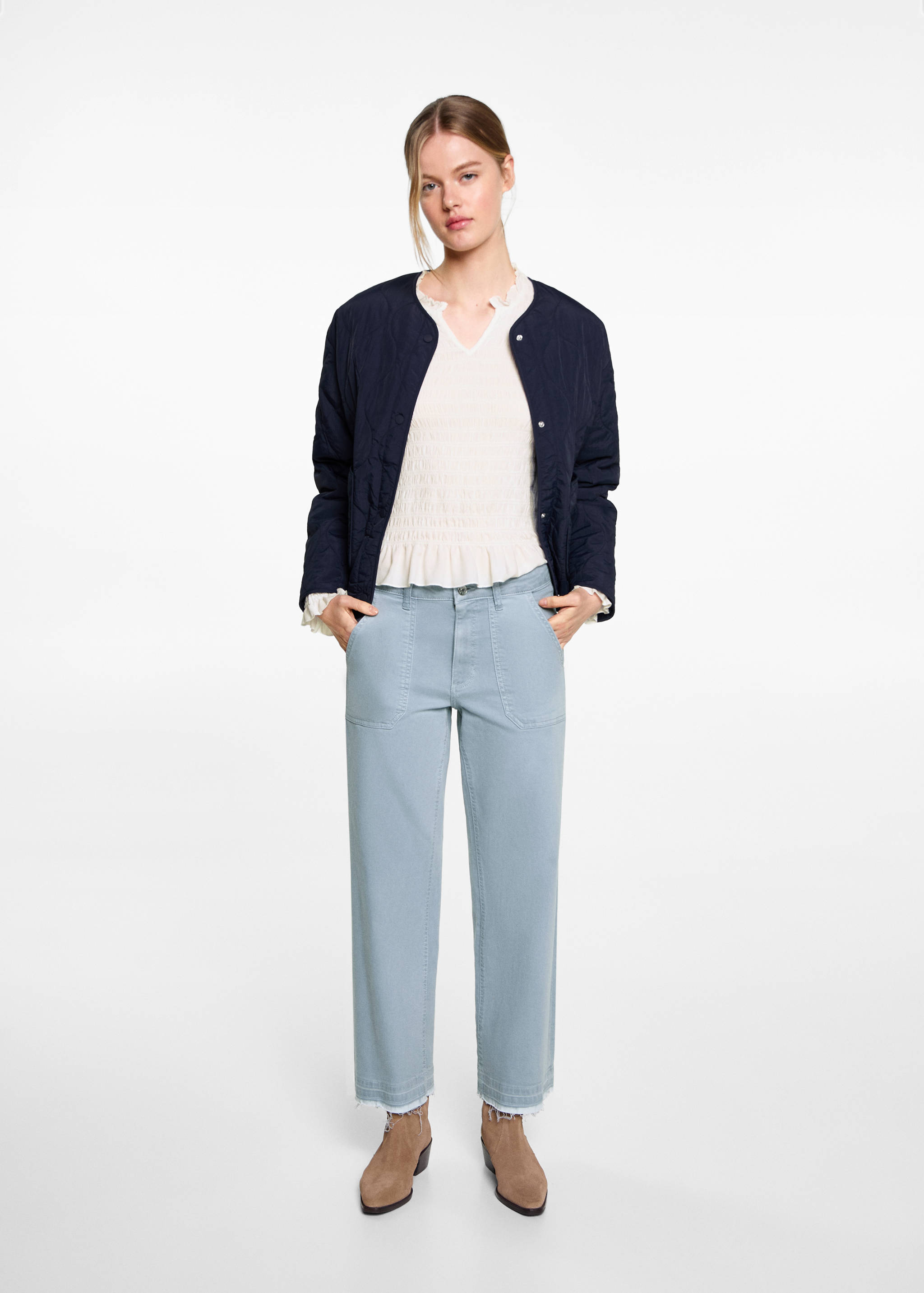 Calças de ganga culotte com bolsos - Plano geral