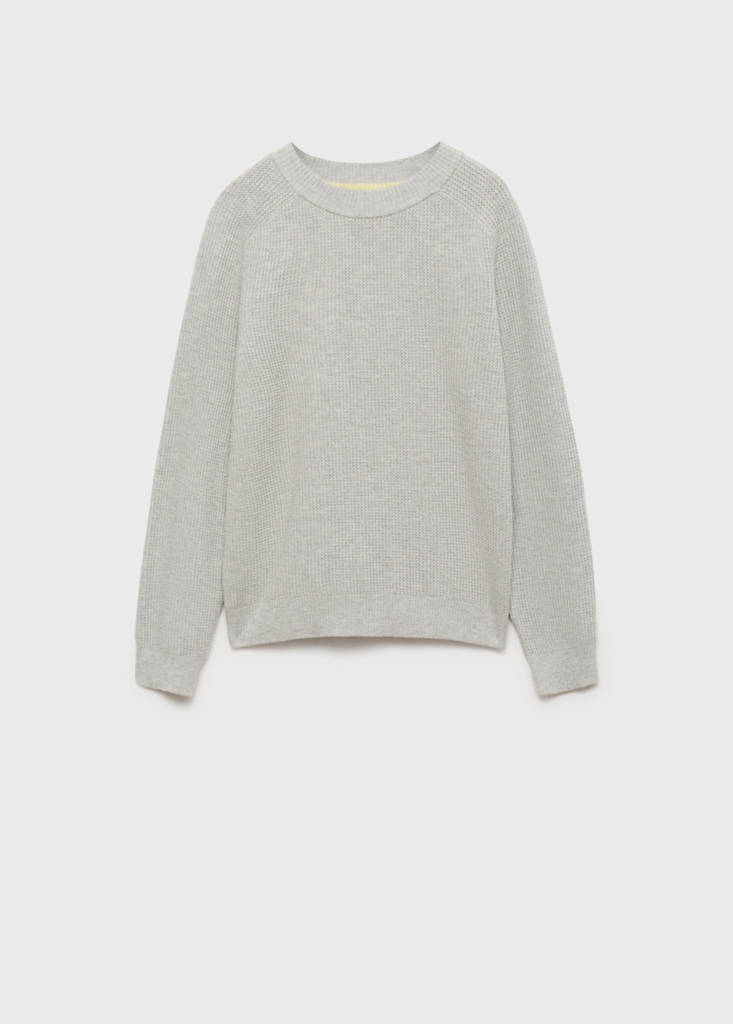 MANGO KIDS - Pull-over maille coton gris chiné moyen - 13-14 ans - Garçon