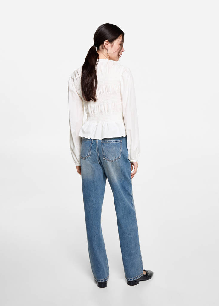 Ruffled gathered blouse — Off White
