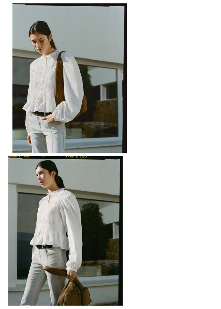 Ruffled gathered blouse — Off White