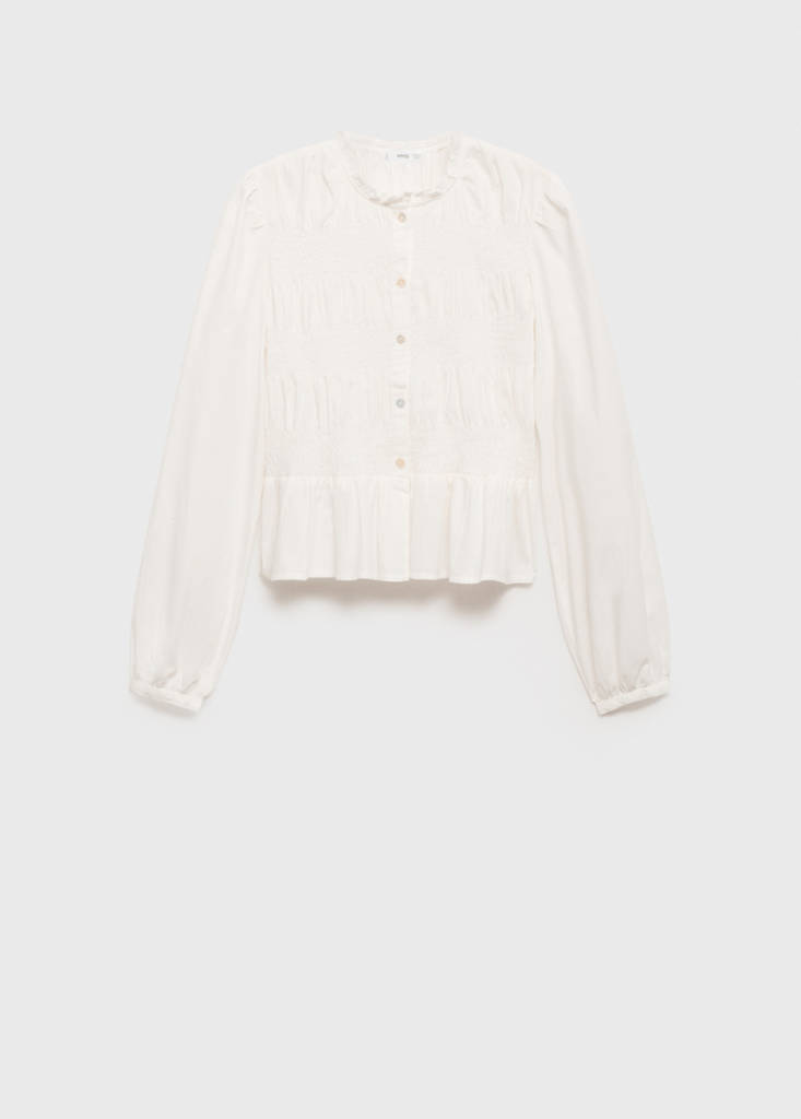 Ruffled gathered blouse — Off White