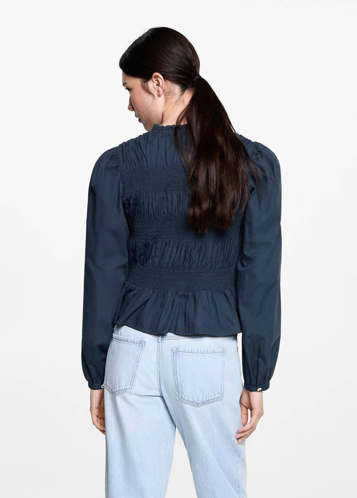 Ruffled gathered blouse — Dark Navy