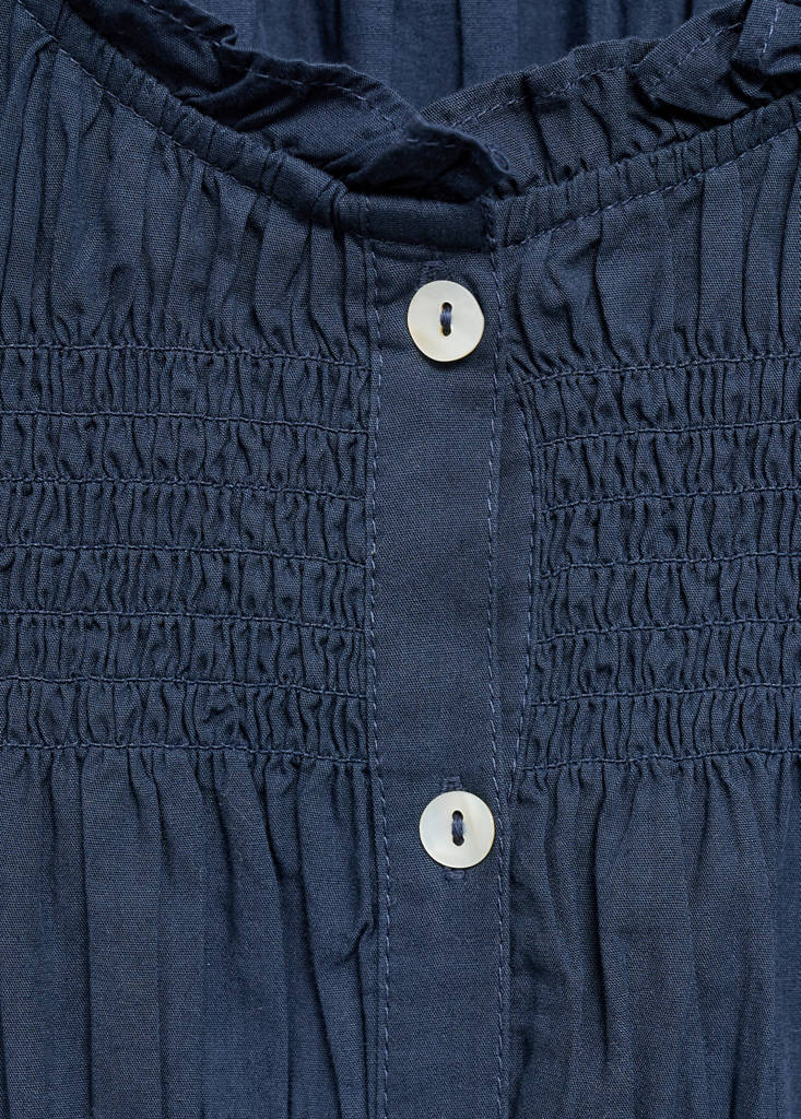 Ruffled gathered blouse — Dark Navy