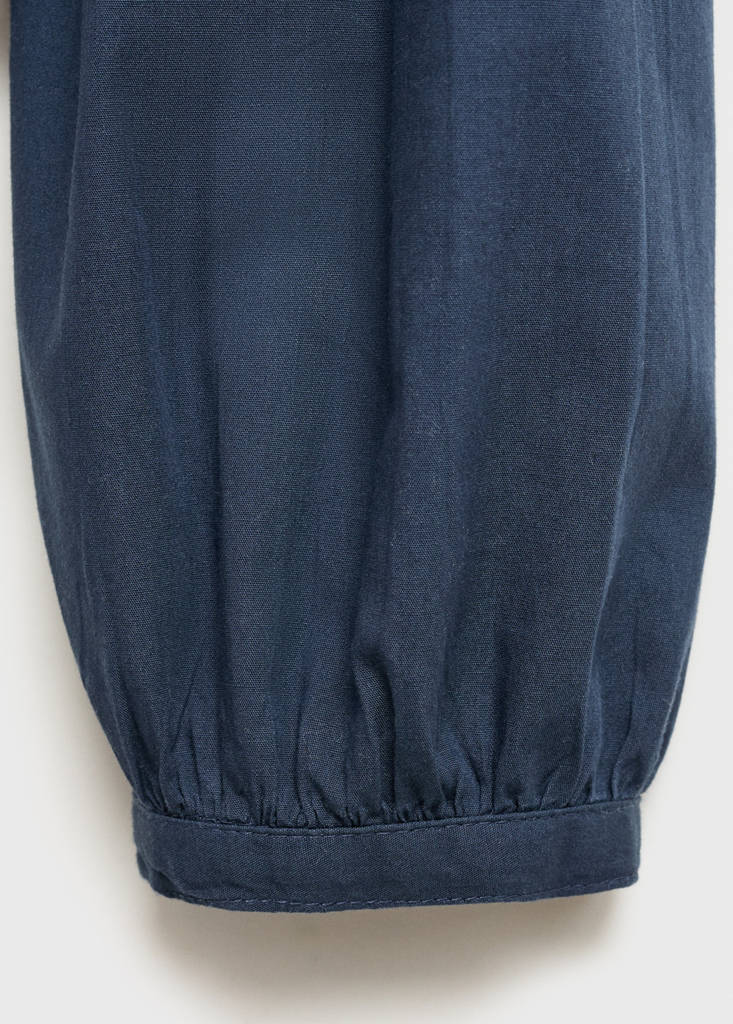 Ruffled gathered blouse — Dark Navy