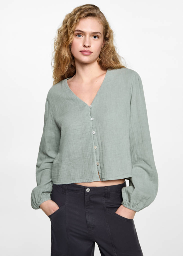 Puffed sleeves blouse — Mint Green