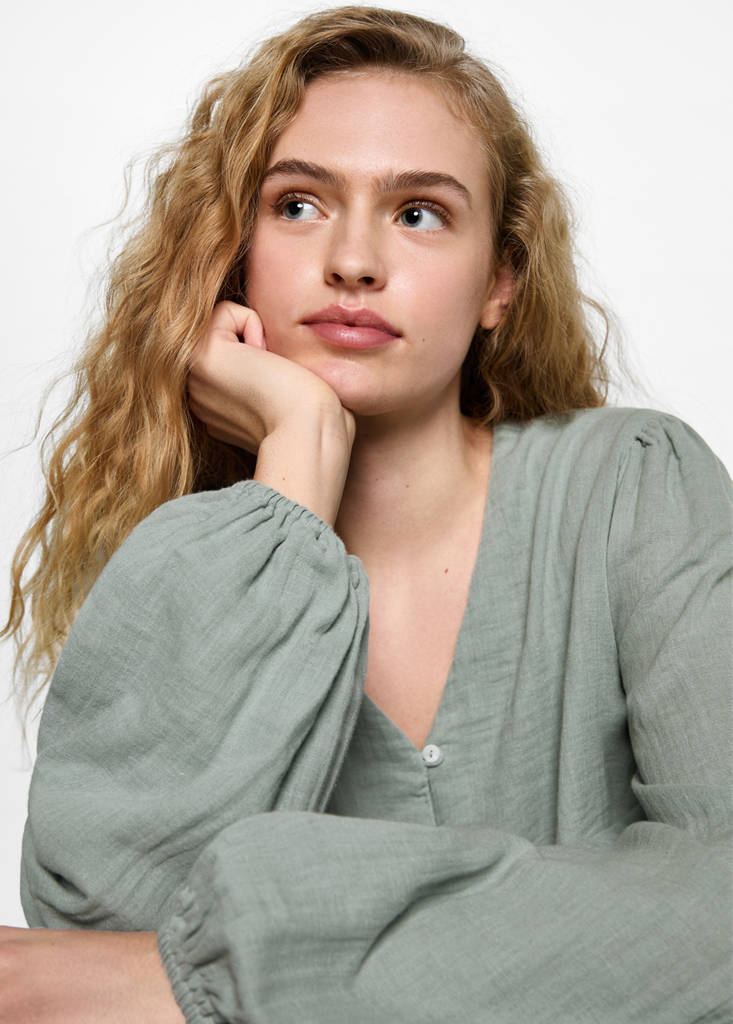 Puffed sleeves blouse — Mint Green