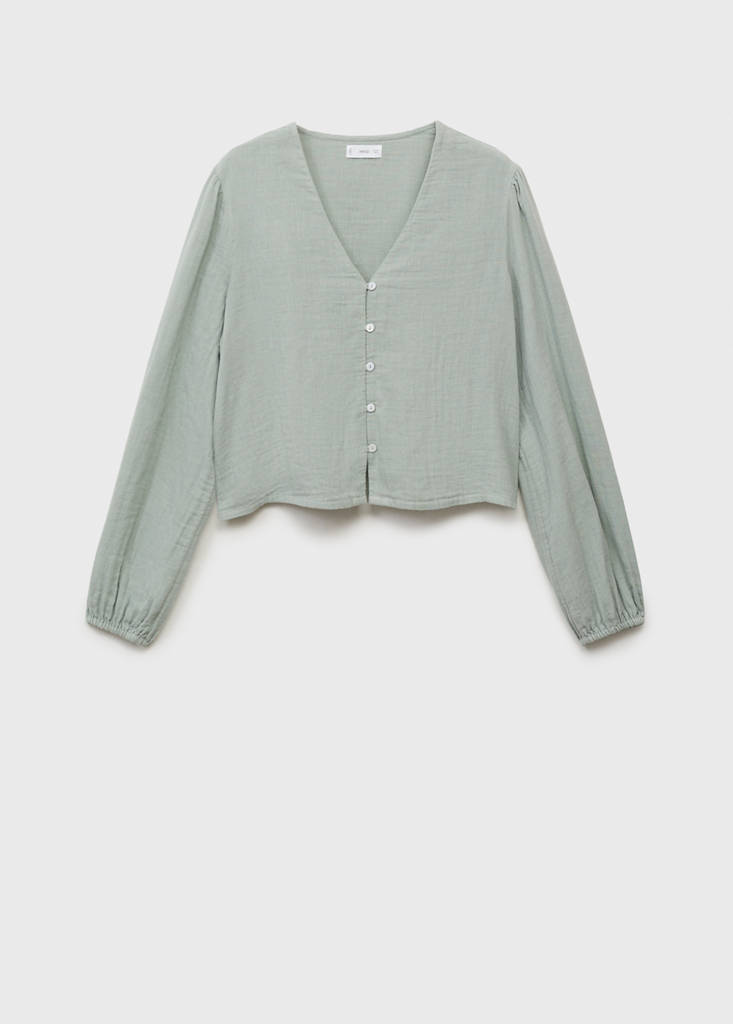 Puffed sleeves blouse — Mint Green