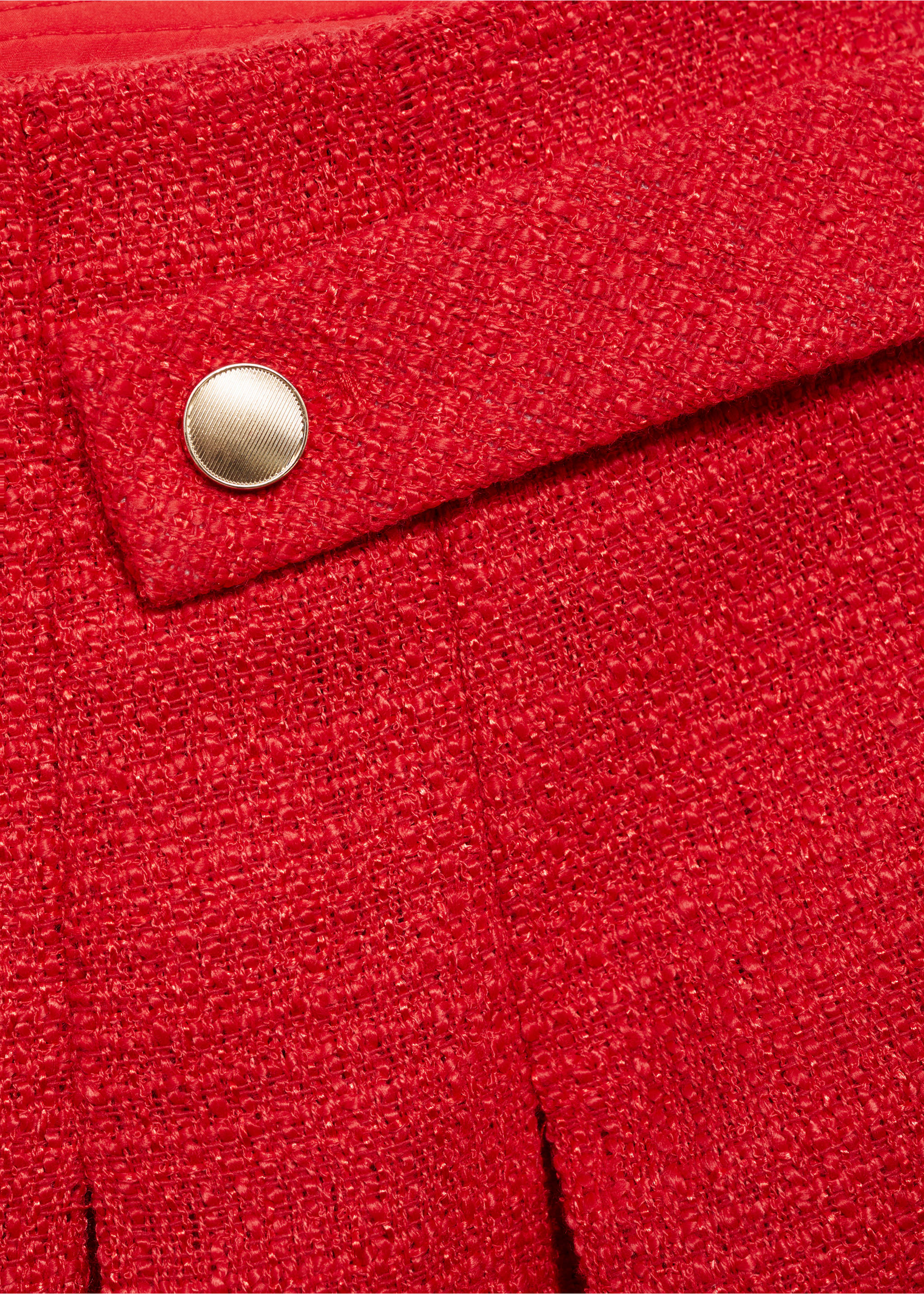 Tweed pleated skirt - Details of the article 8, Red. Ref: 87032531-00.