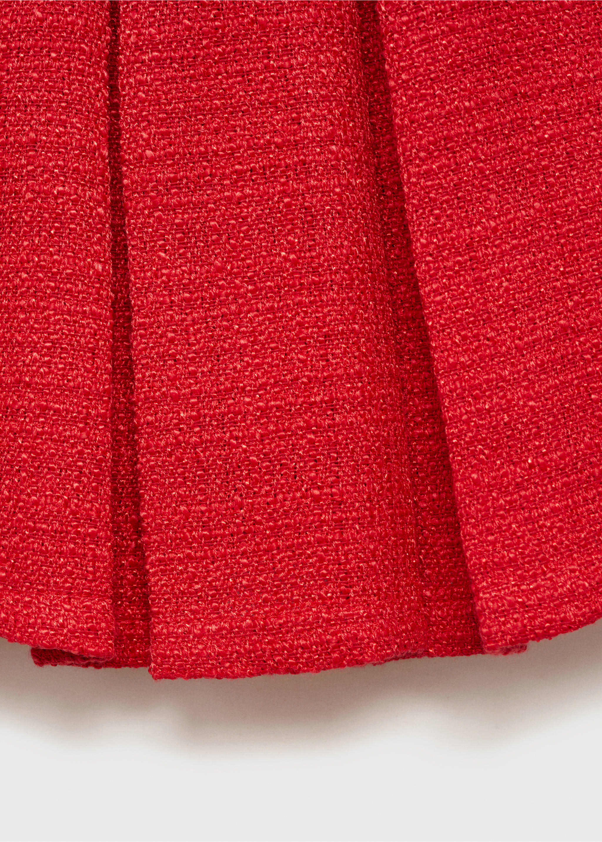 Tweed pleated skirt - Details of the article 0, Red. Ref: 87032531-00.