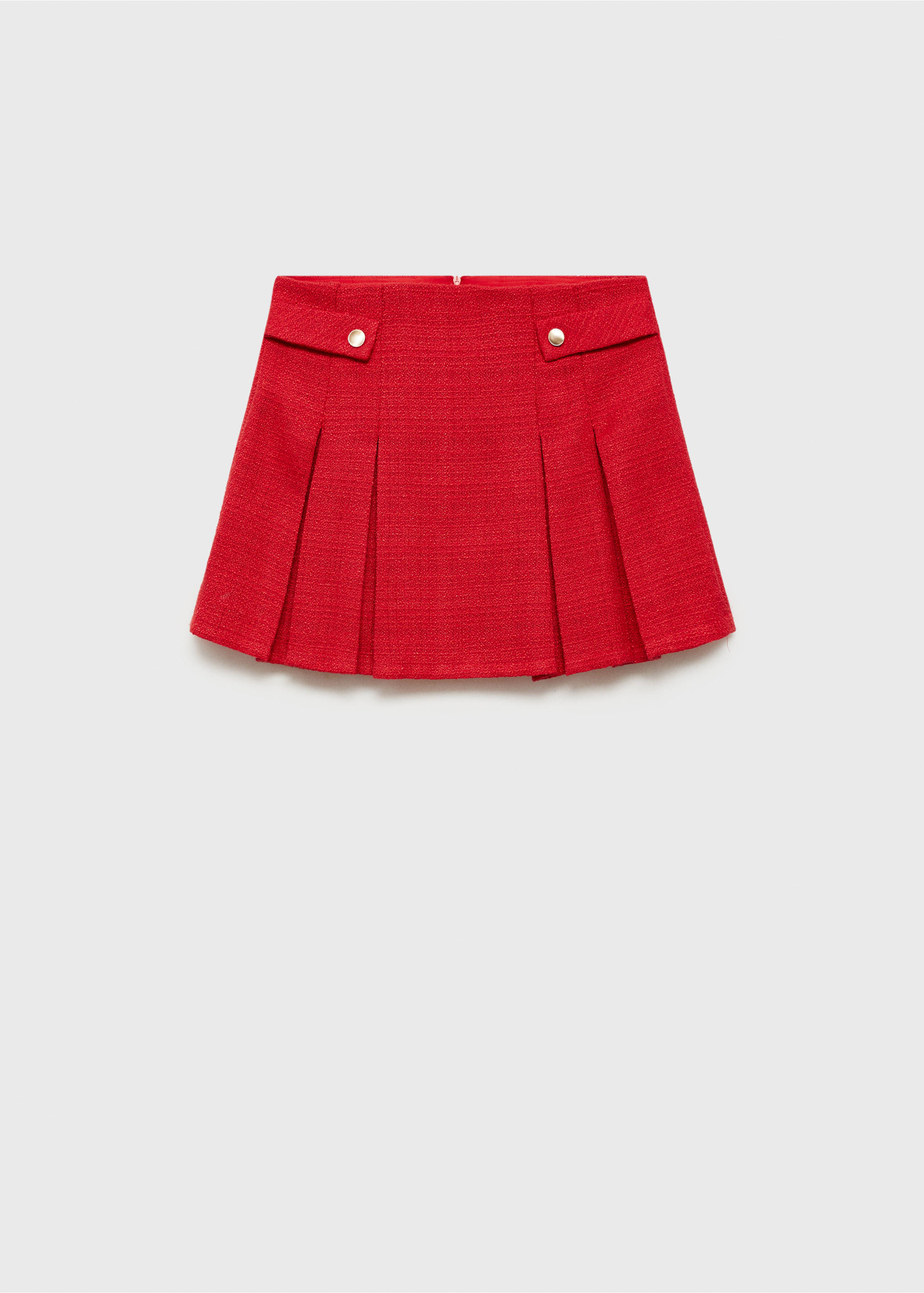 Tweed pleated skirt - Article without model, Red. Ref: 87032531-00.