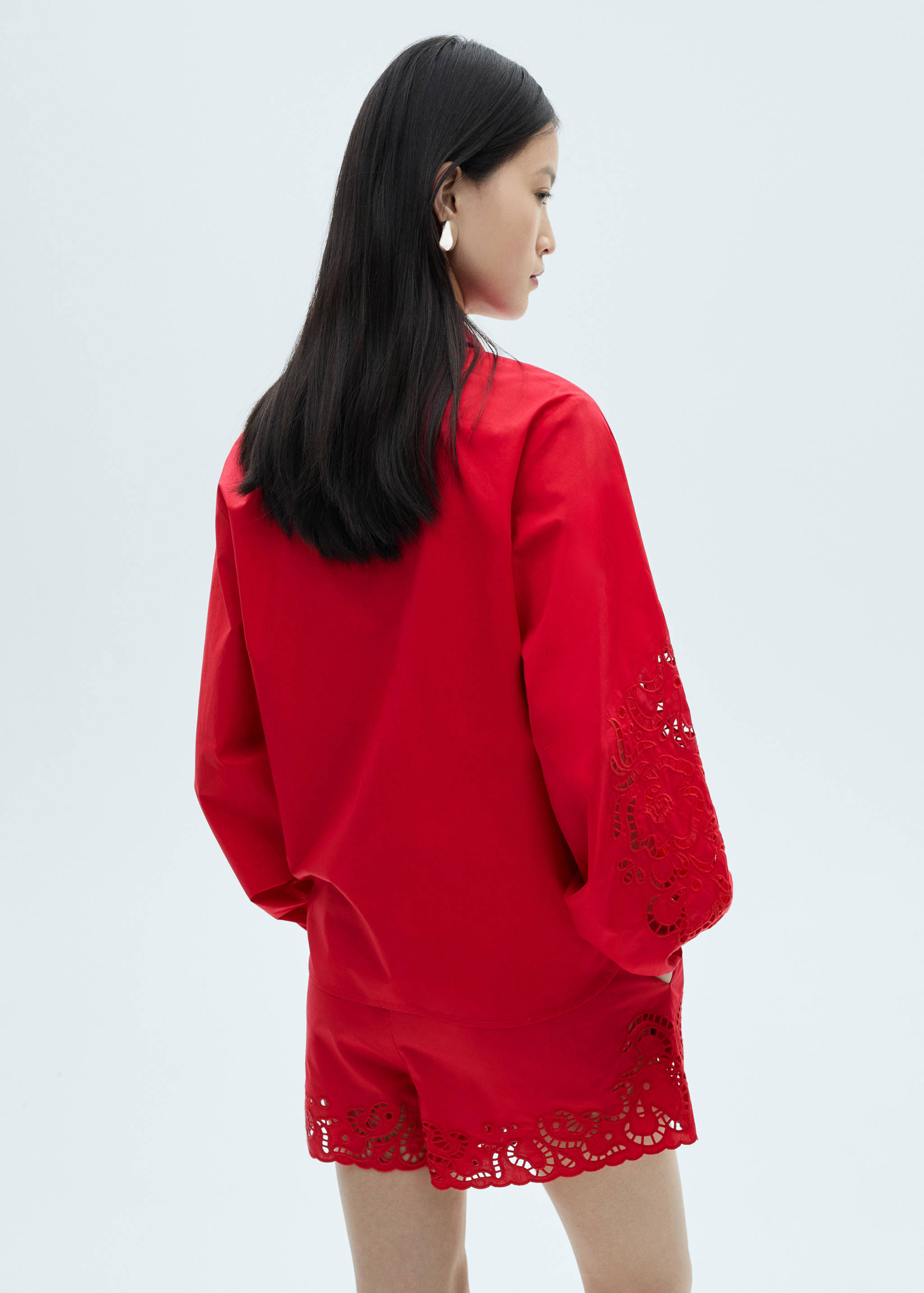 Cotton blouse with openwork detail - Reverse of the article