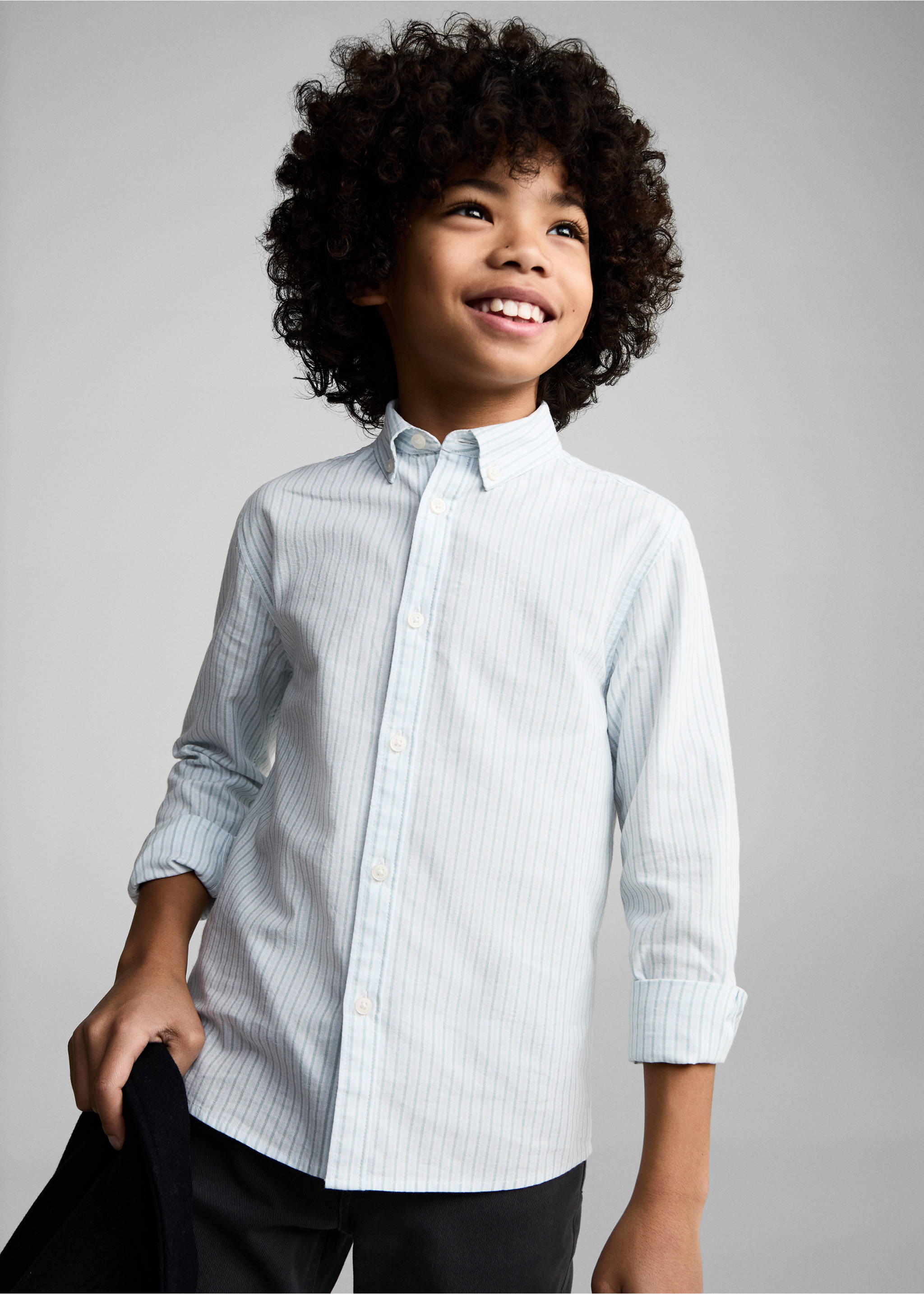 100% cotton Oxford striped shirt - Medium plane, Aqua Green. Ref: 87032535-00.