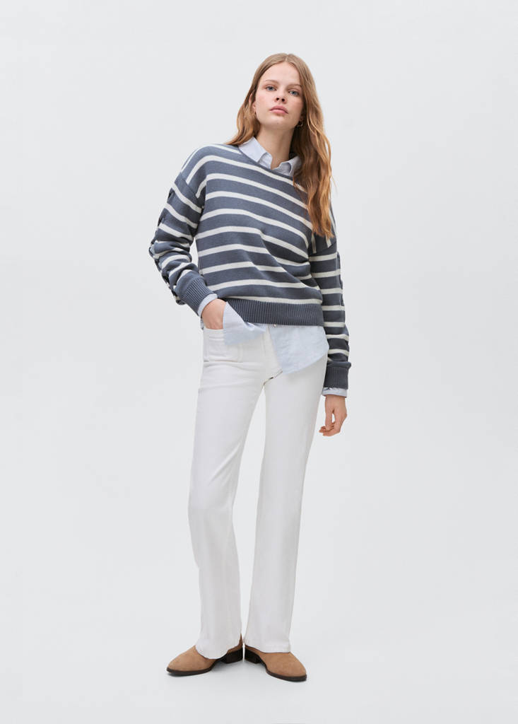Knit striped sweater — Dark Navy