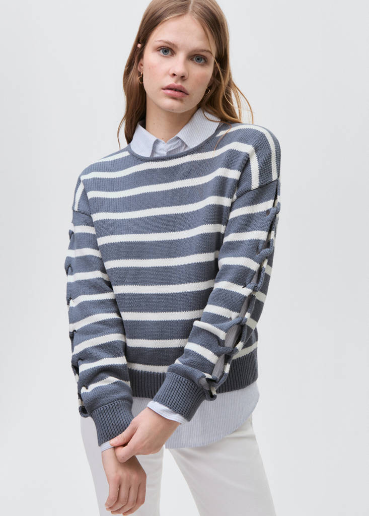 Knit striped sweater — Dark Navy