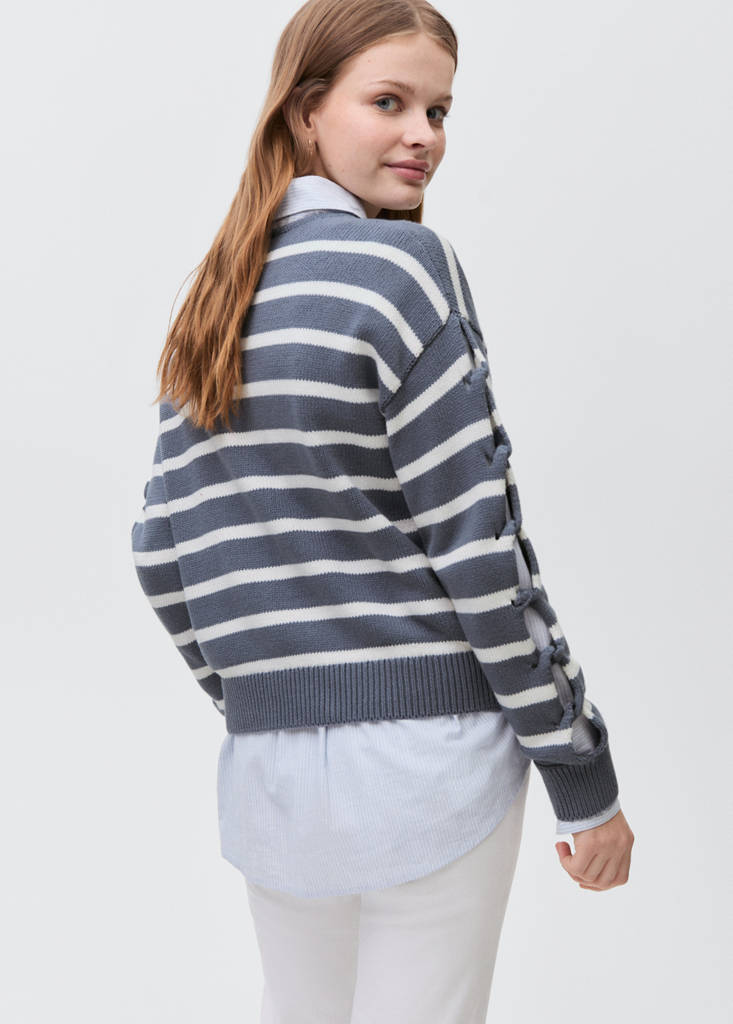 Knit striped sweater — Dark Navy