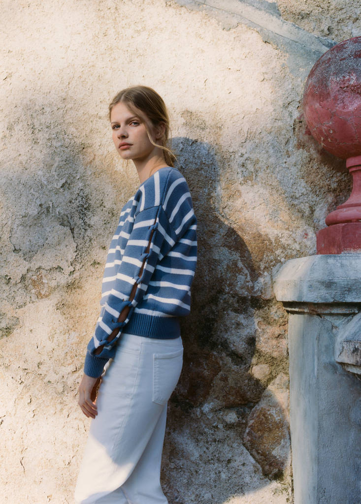 Knit striped sweater — Dark Navy