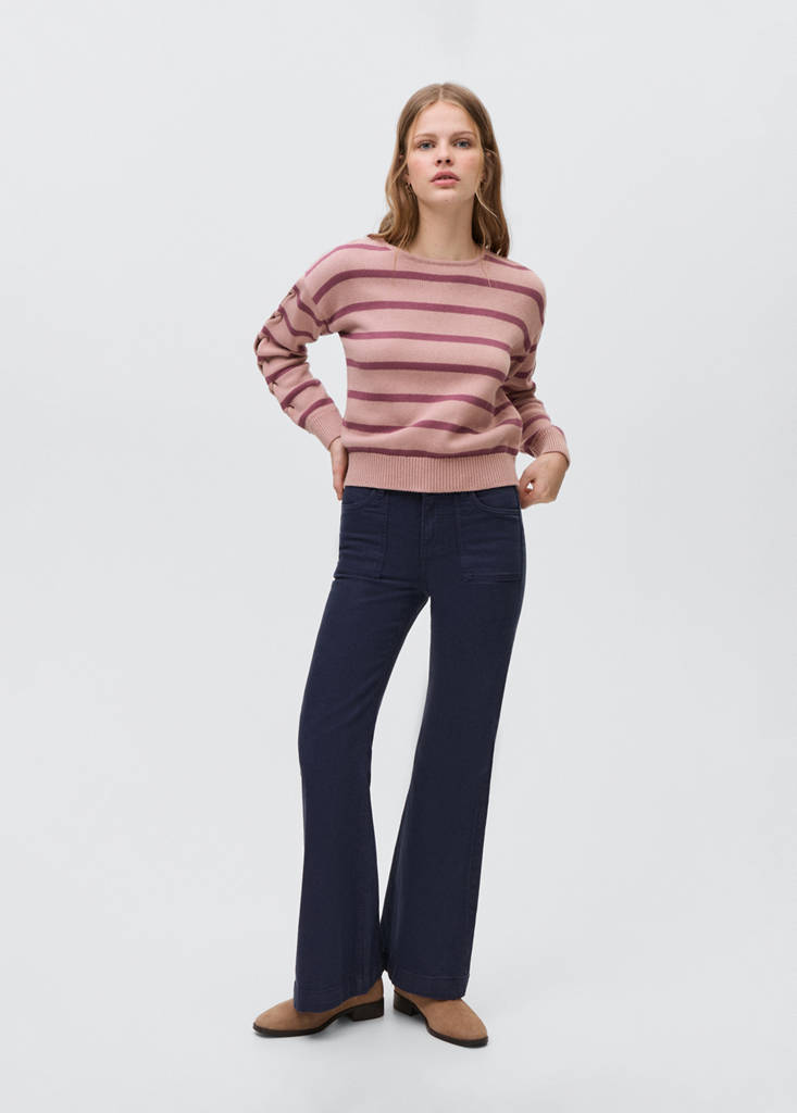 Knit striped sweater — Pastel Pink