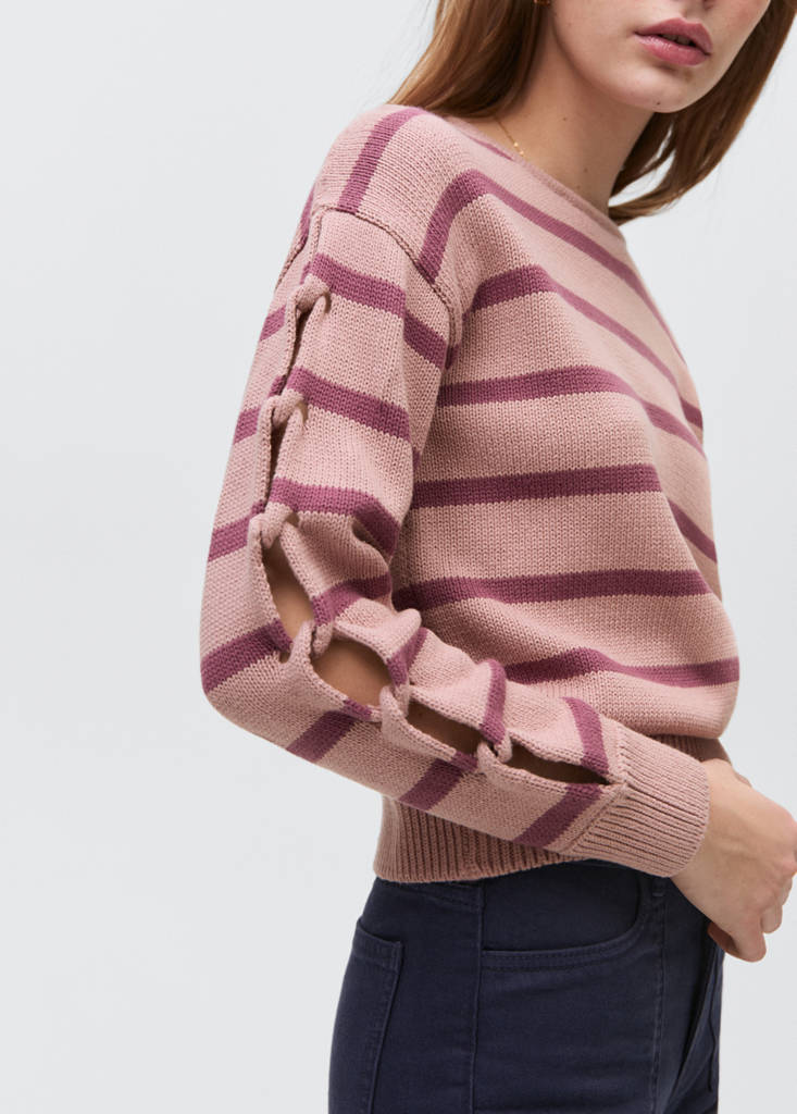 Knit striped sweater — Pastel Pink