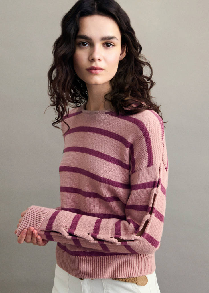Knit striped sweater — Pastel Pink