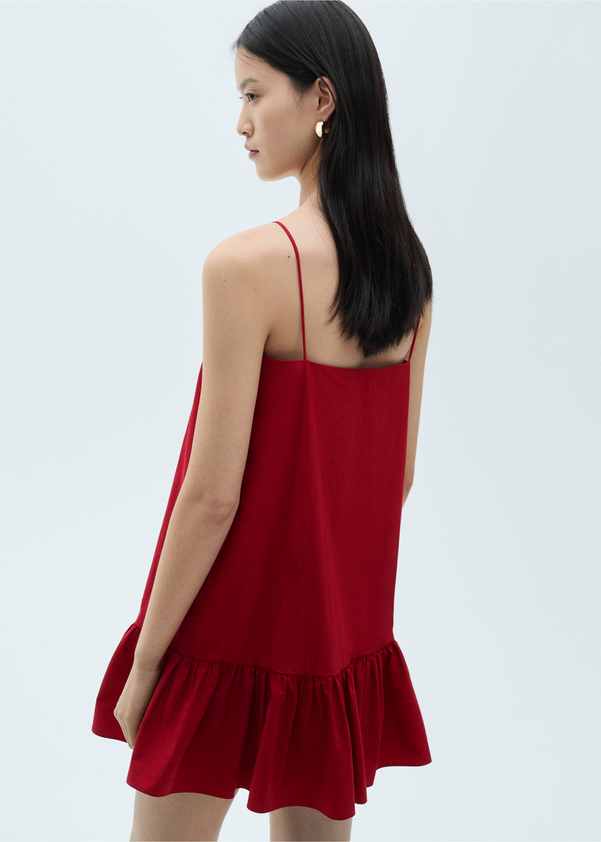 Robe volants fines bretelles - Verso de l’article, Rouge. Ref: 87032545-00.