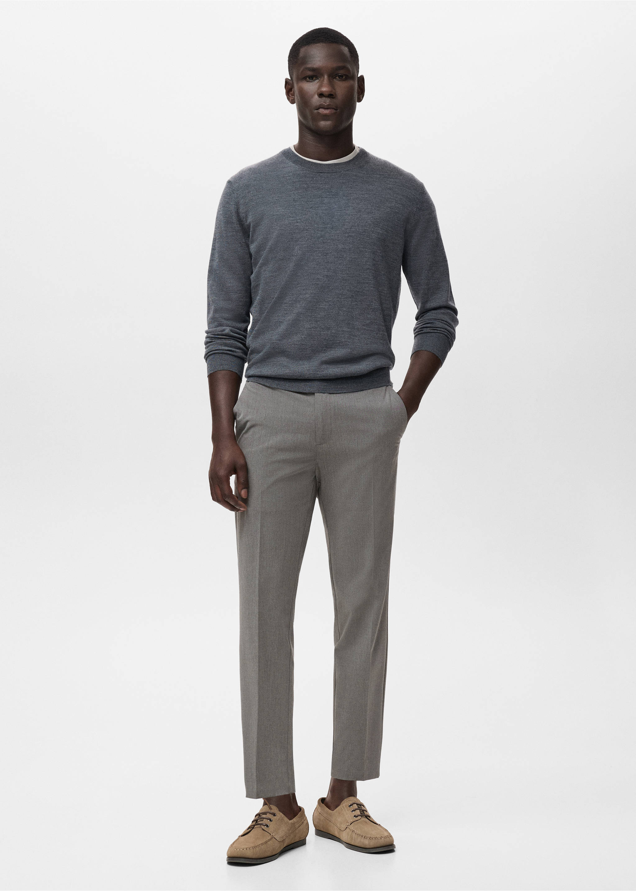 Bologna slim cropped comfort stretch pants - General plane, Medium Heather Grey. Ref: 87032889-00.