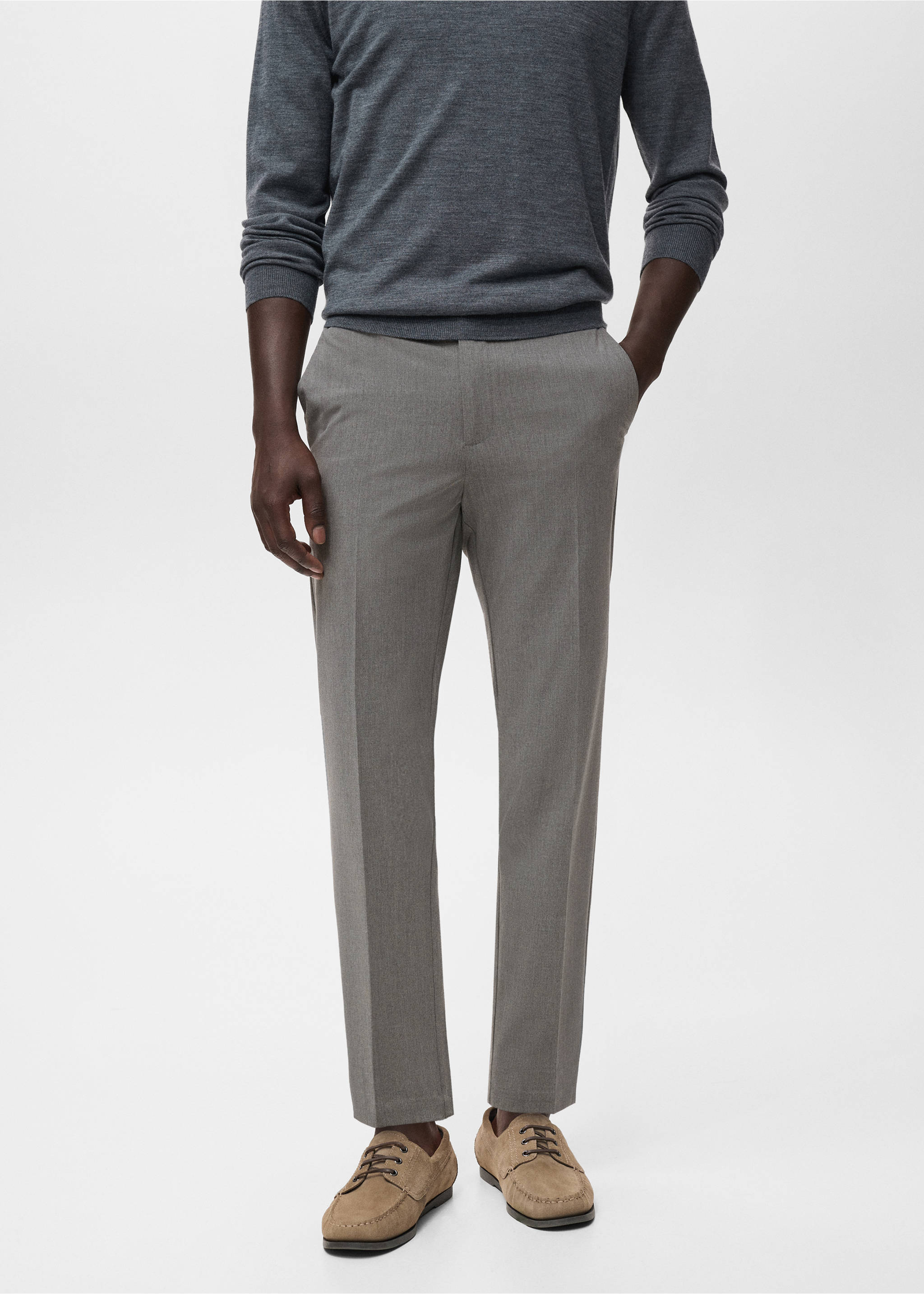 Bologna slim cropped comfort stretch pants - Medium plane, Medium Heather Grey. Ref: 87032889-00.