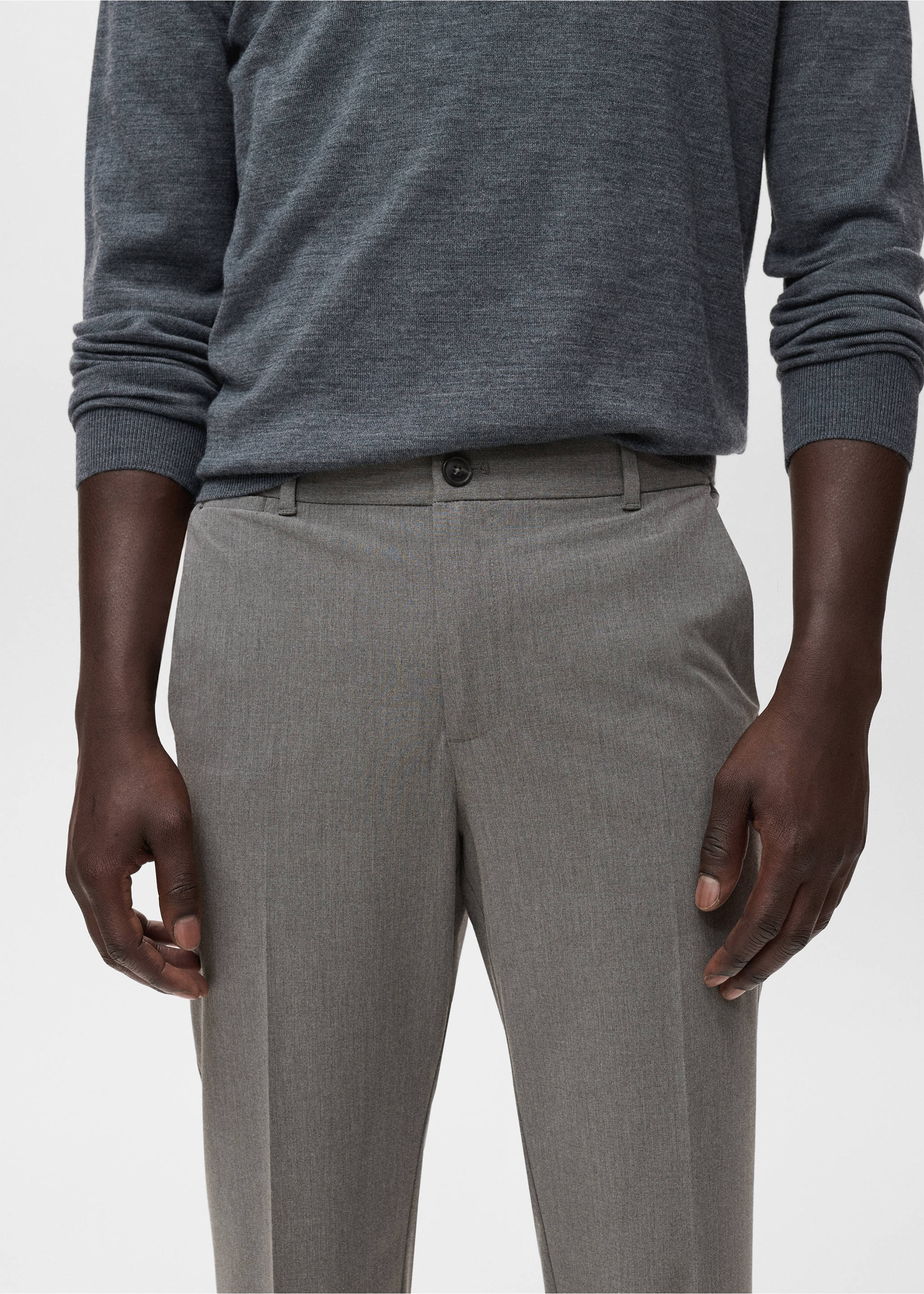 Bologna slim cropped comfort stretch pants - Details of the article 1, Medium Heather Grey. Ref: 87032889-00.