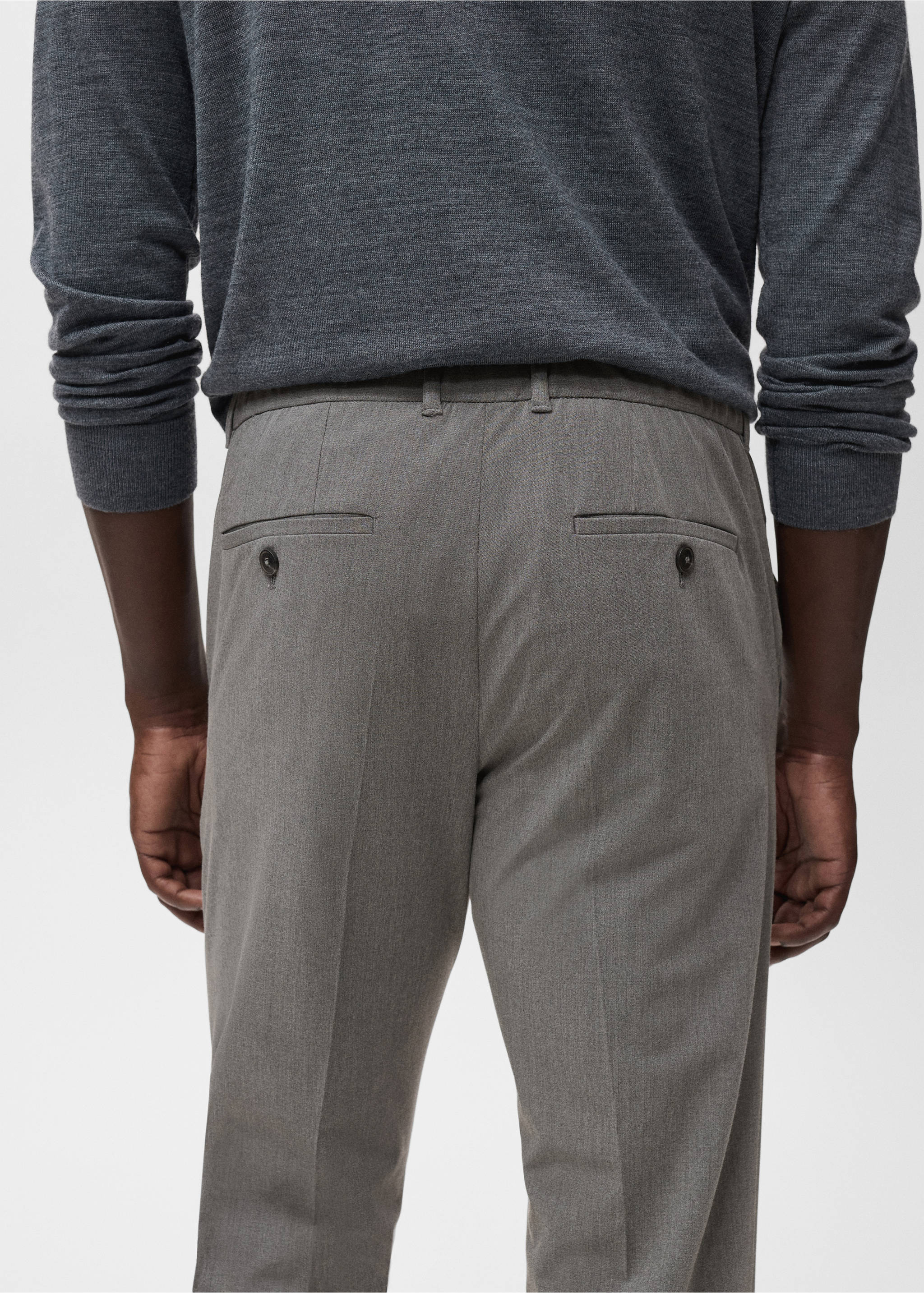 Bologna slim cropped comfort stretch pants - Details of the article 3, Medium Heather Grey. Ref: 87032889-00.