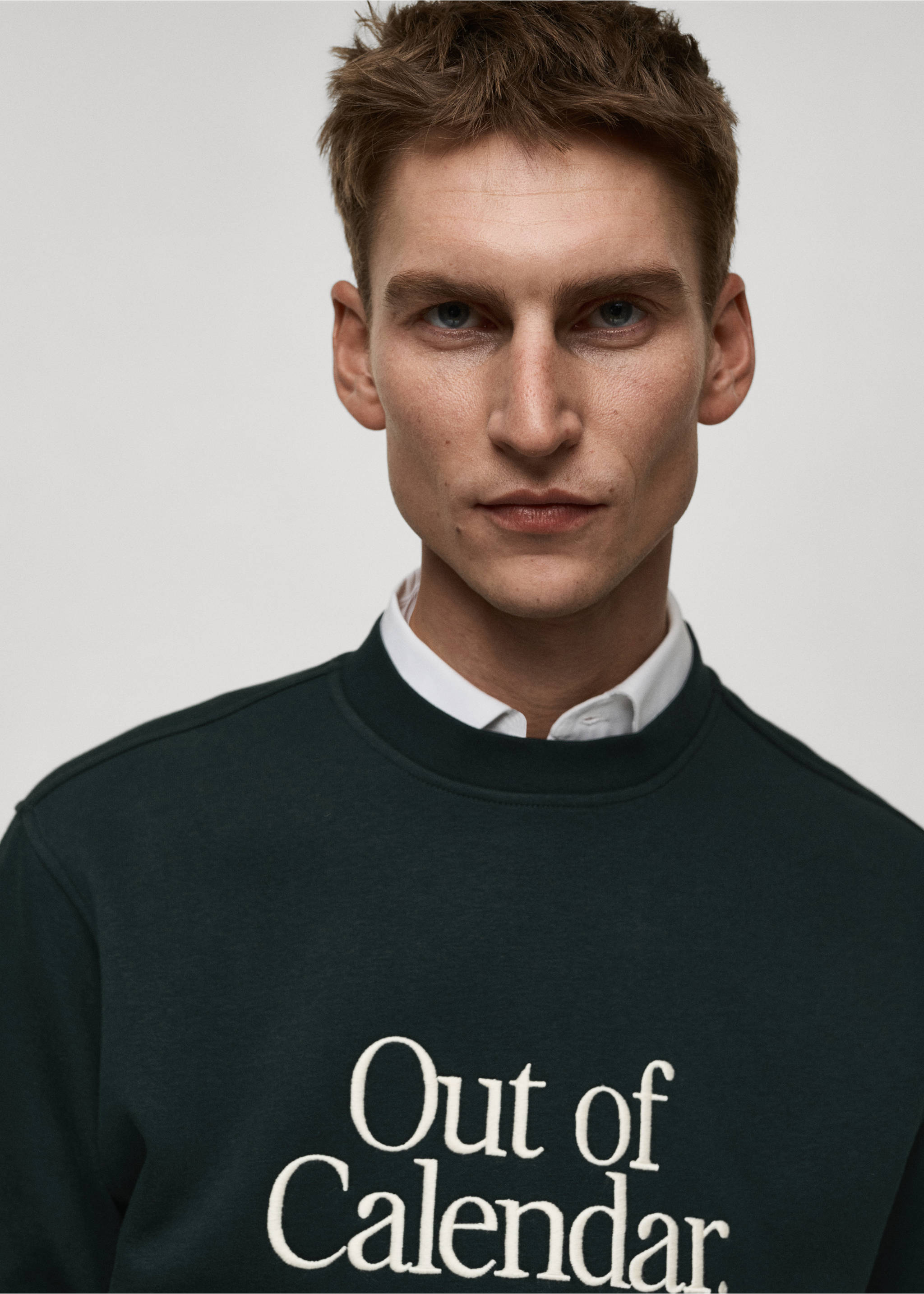Mesaj işlemeli pamuklu sweatshirt - Ürün detayı 1, Yeşil. Ref: 87032893-00.