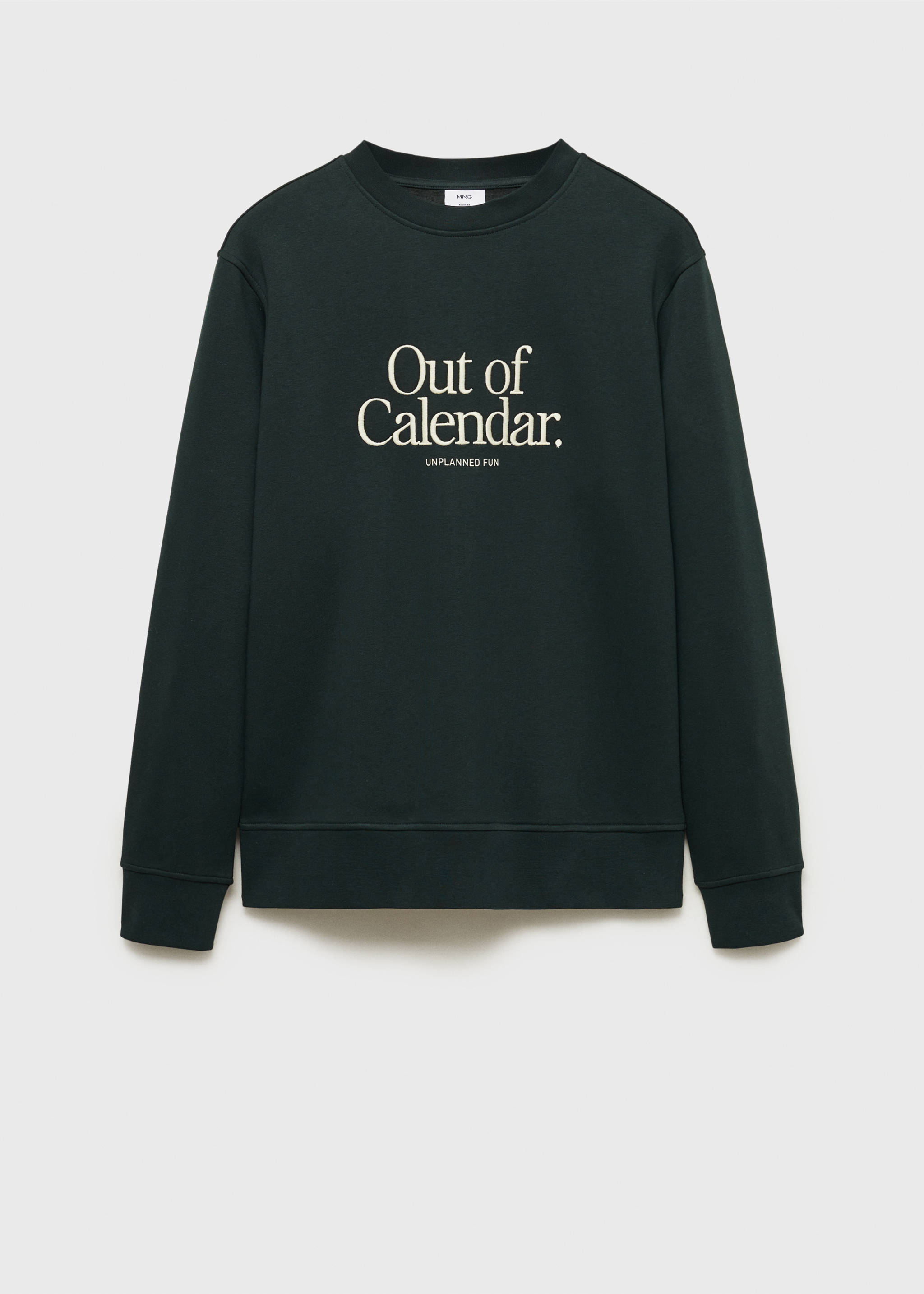 Mesaj işlemeli pamuklu sweatshirt - Modelsiz ürün, Yeşil. Ref: 87032893-00.