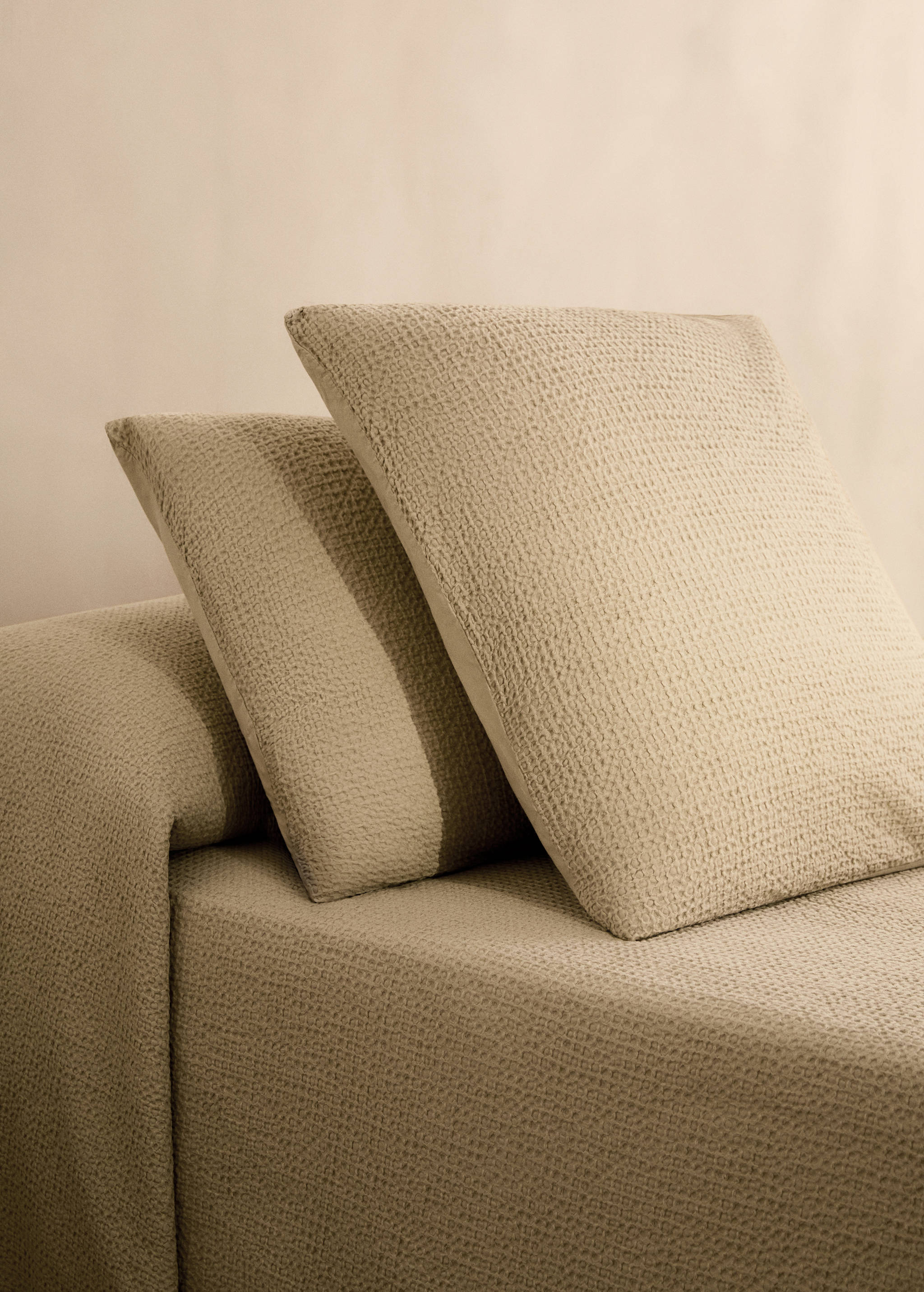 Dues fundes coixinera cotó percala waffle 50x75 cm - Pla general