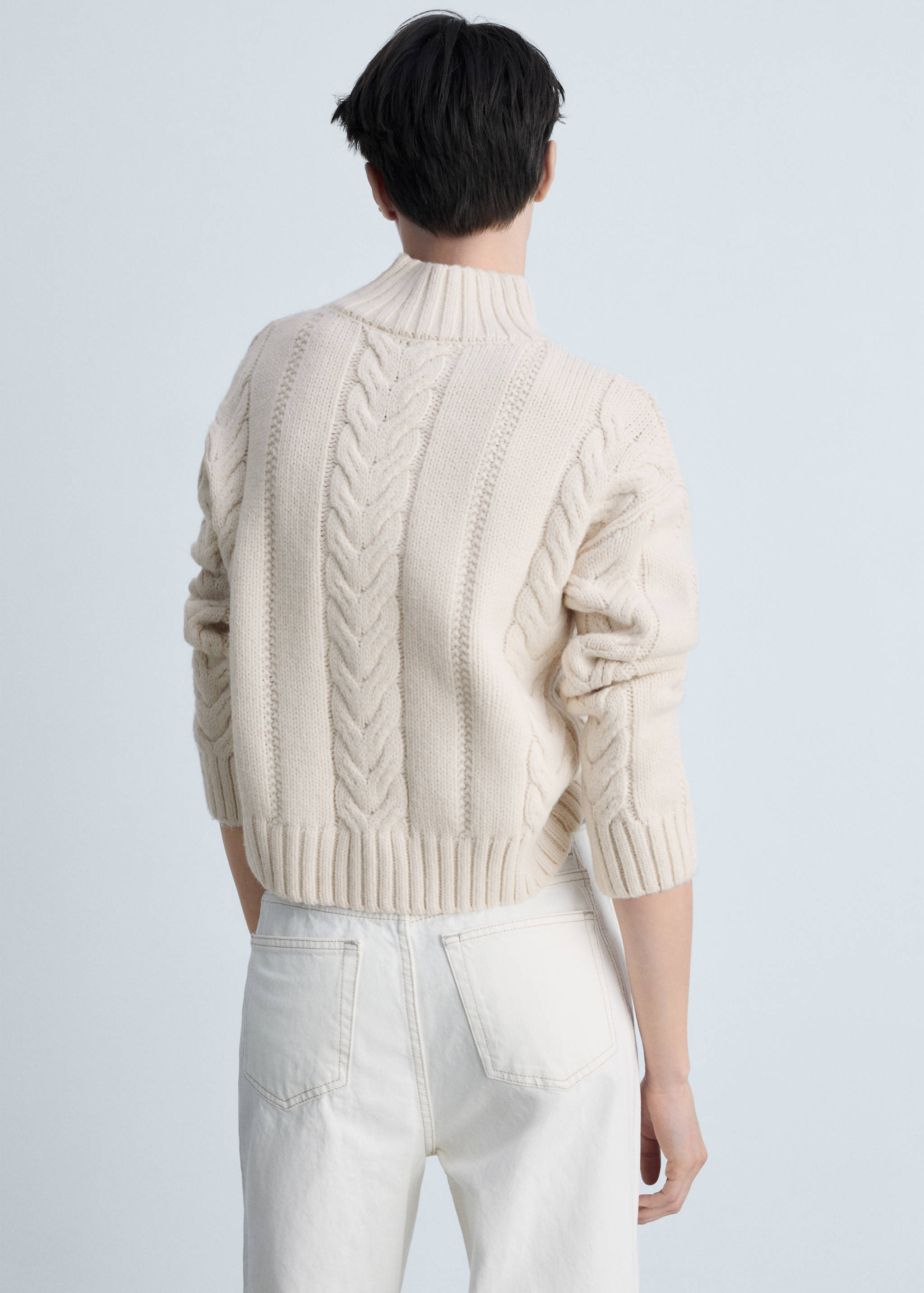 Braided sweater with perkins neck - Reverse of the article