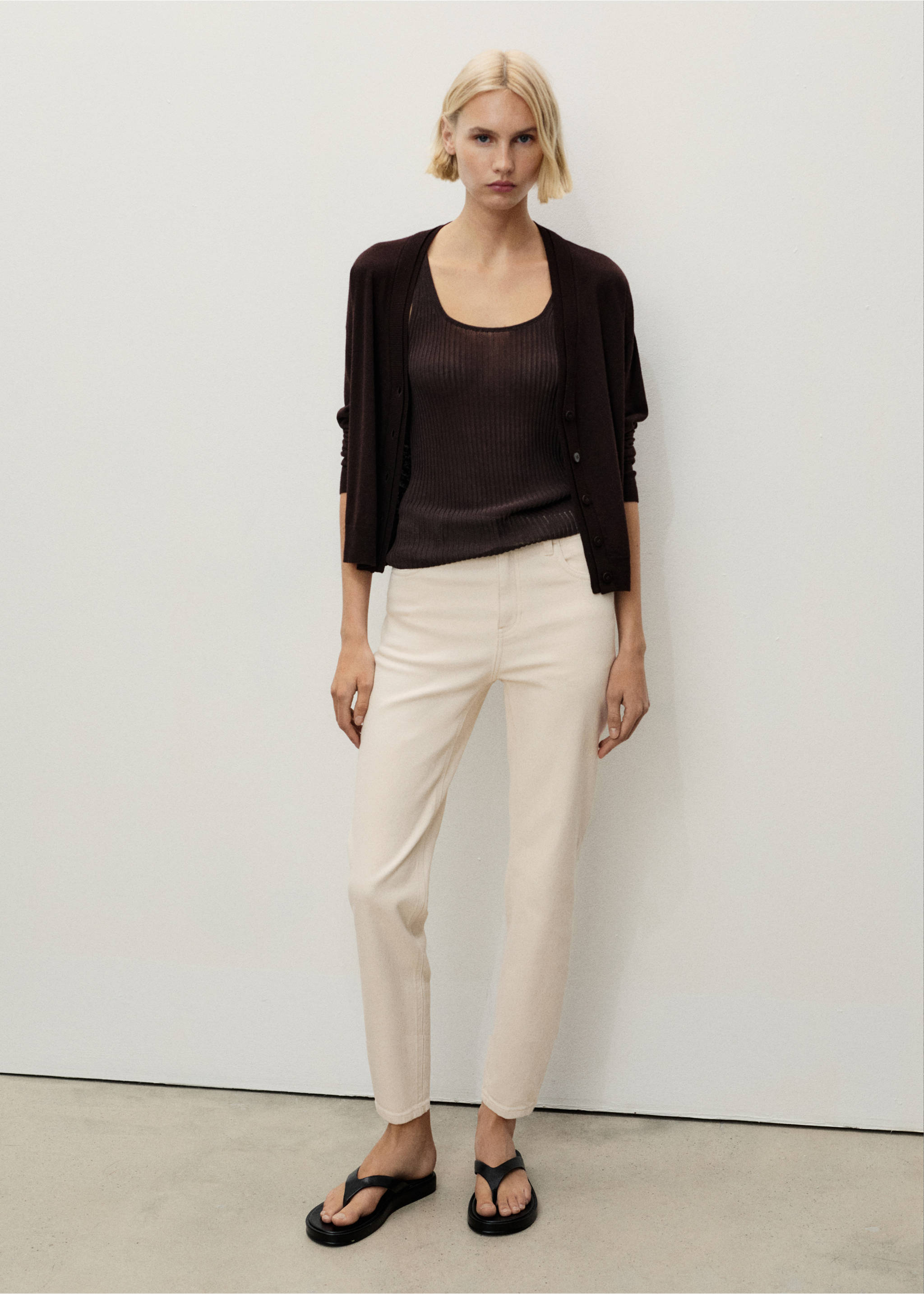 Jeans Newmom confort tiro alto - Plano general, Crudo. Ref: 87033274-00.