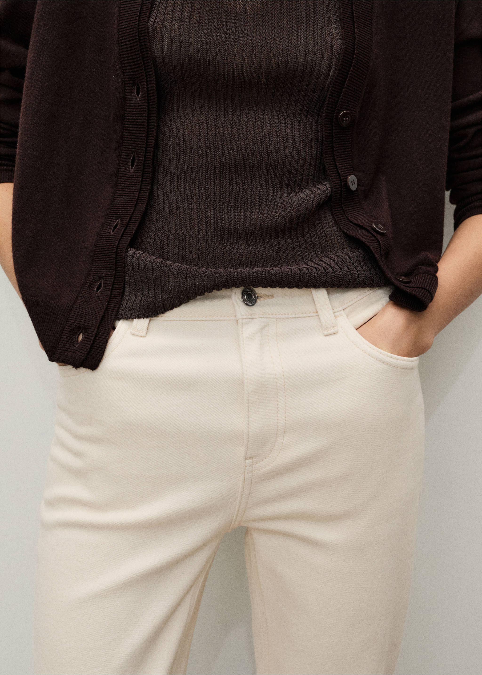 Jeans Newmom confort tiro alto - Detalle del artículo 3, Crudo. Ref: 87033274-00.