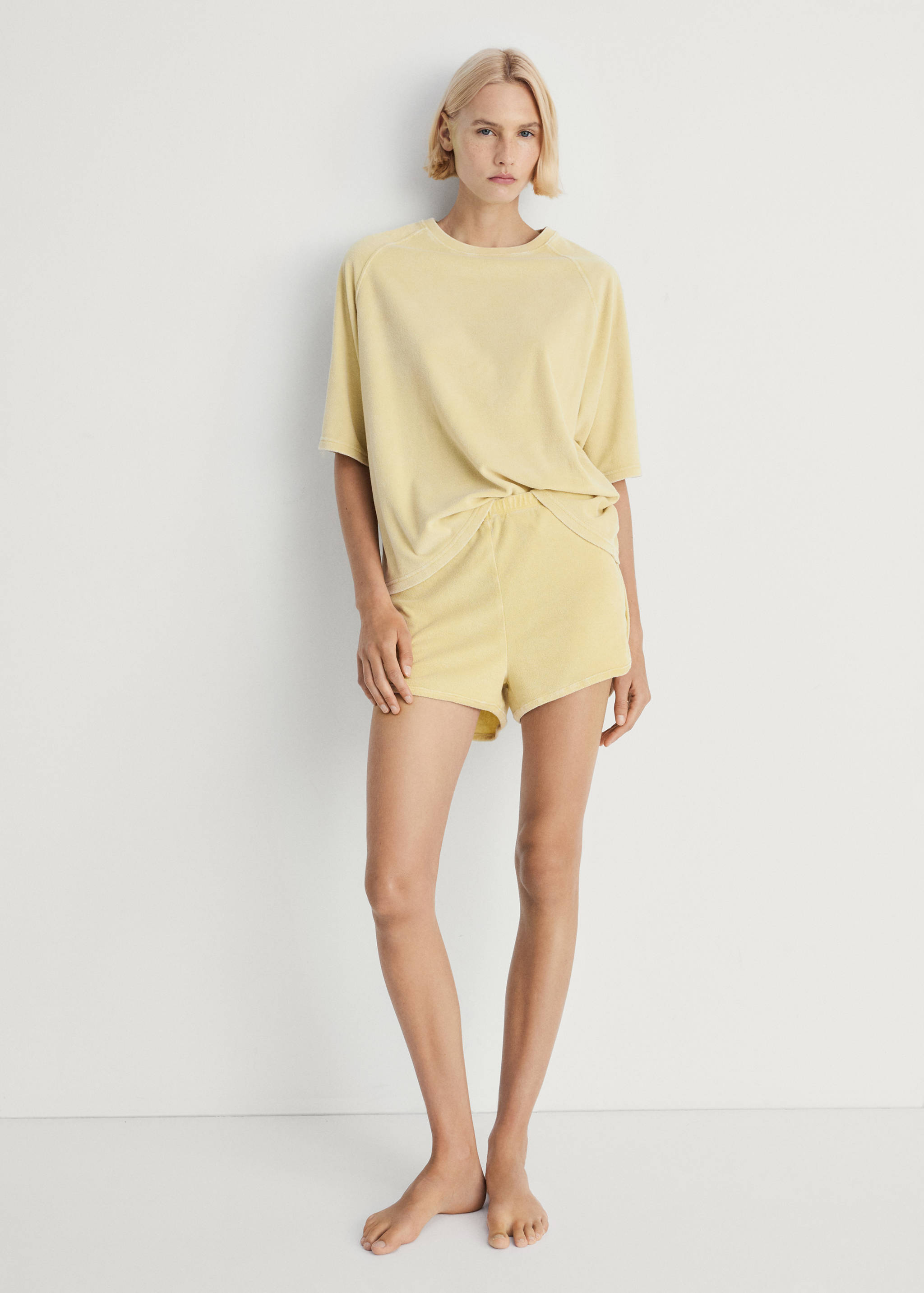 Terry cotton overdyed shorts - General plane