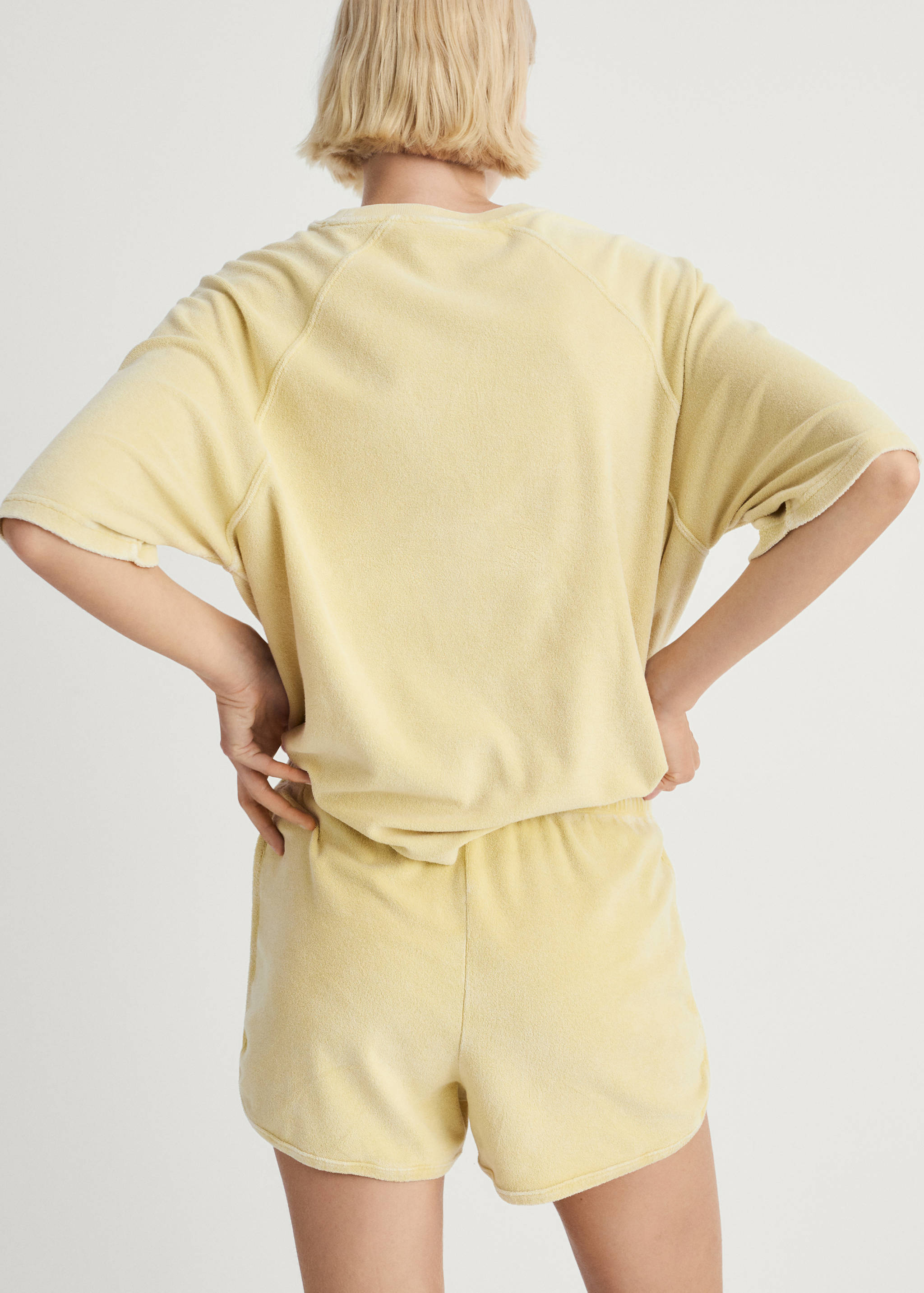 Terry cotton overdyed shorts - Reverse of the article