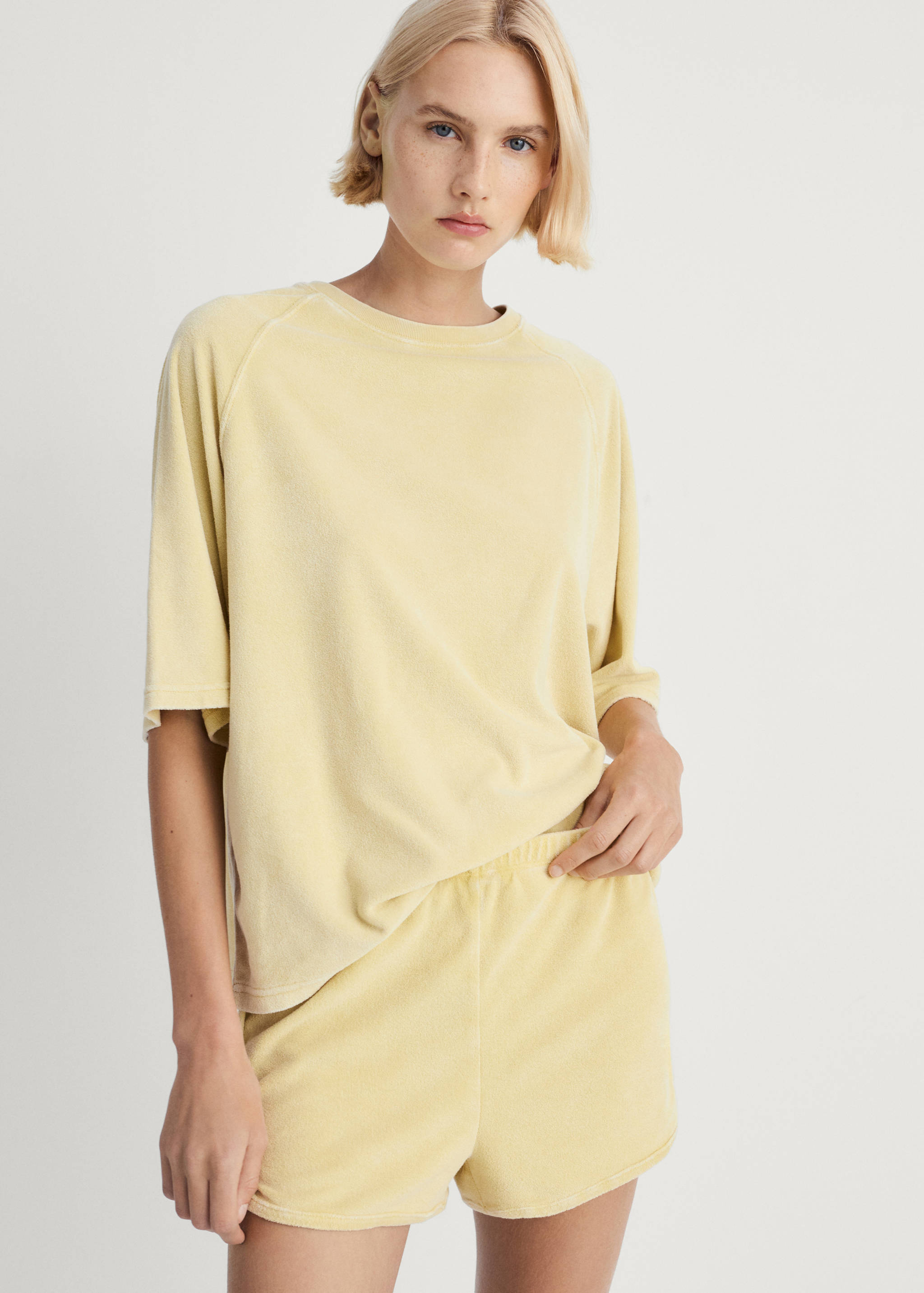 Terry cotton overdyed shorts - Details of the article 1