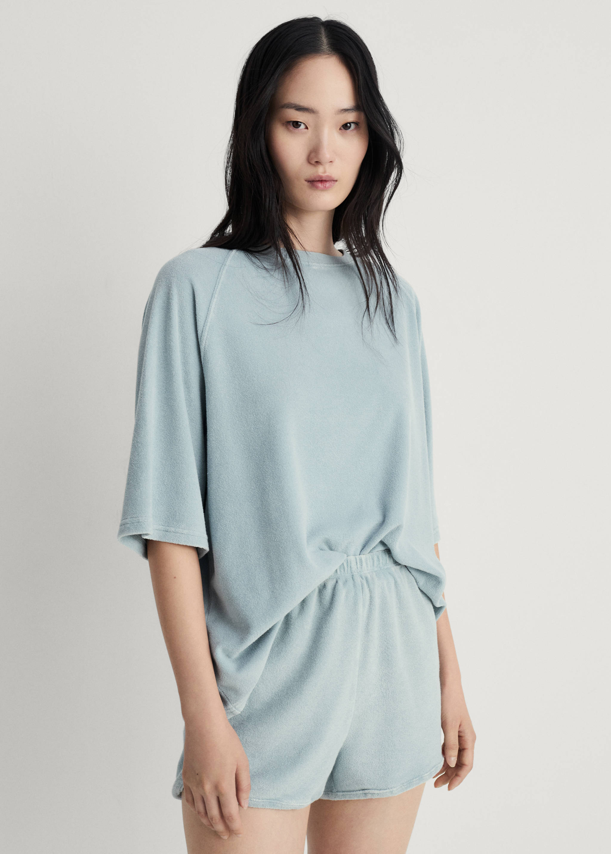 Terry cotton overdyed shorts - Medium plane