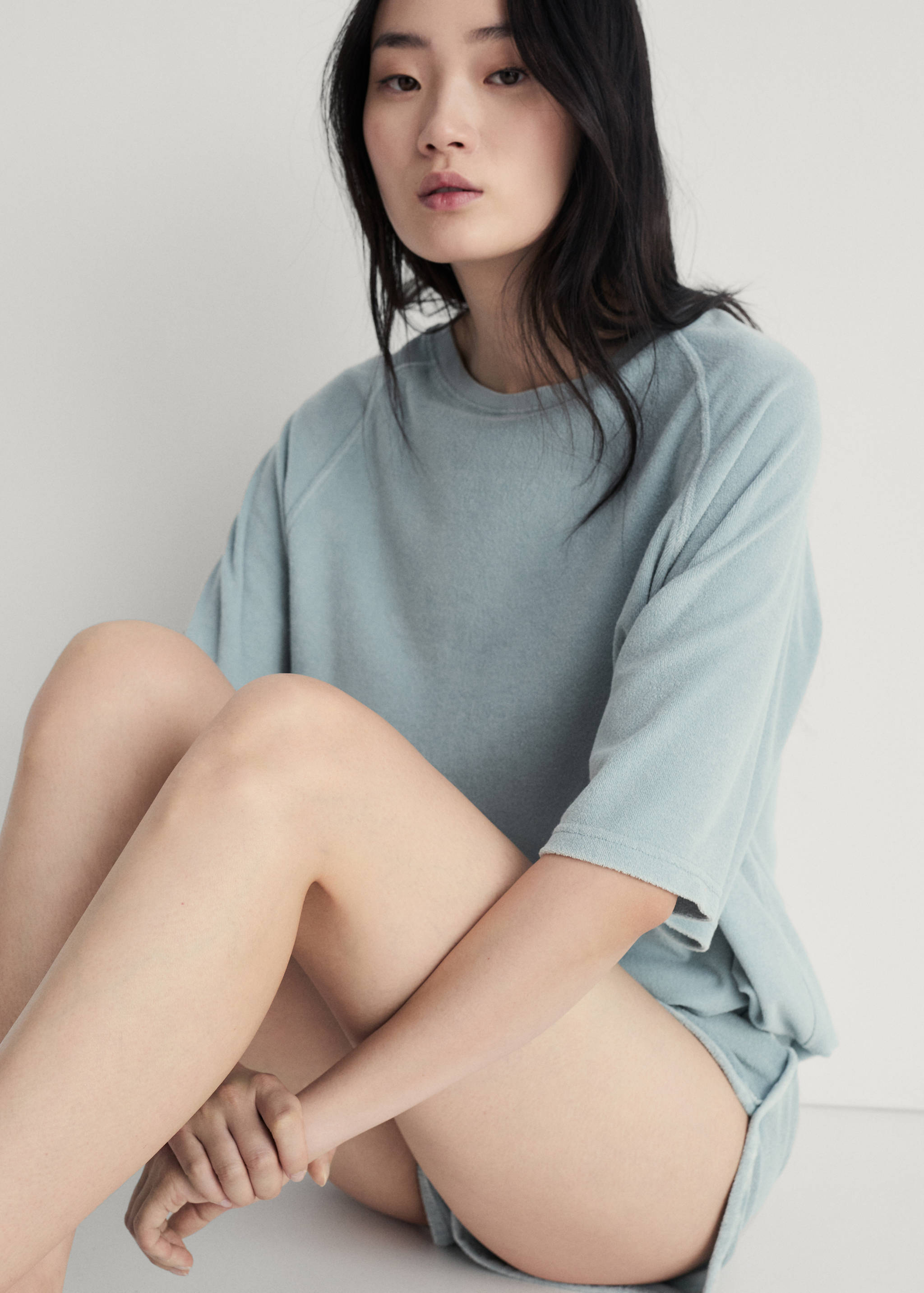 Terry cotton overdyed shorts - Details of the article 1