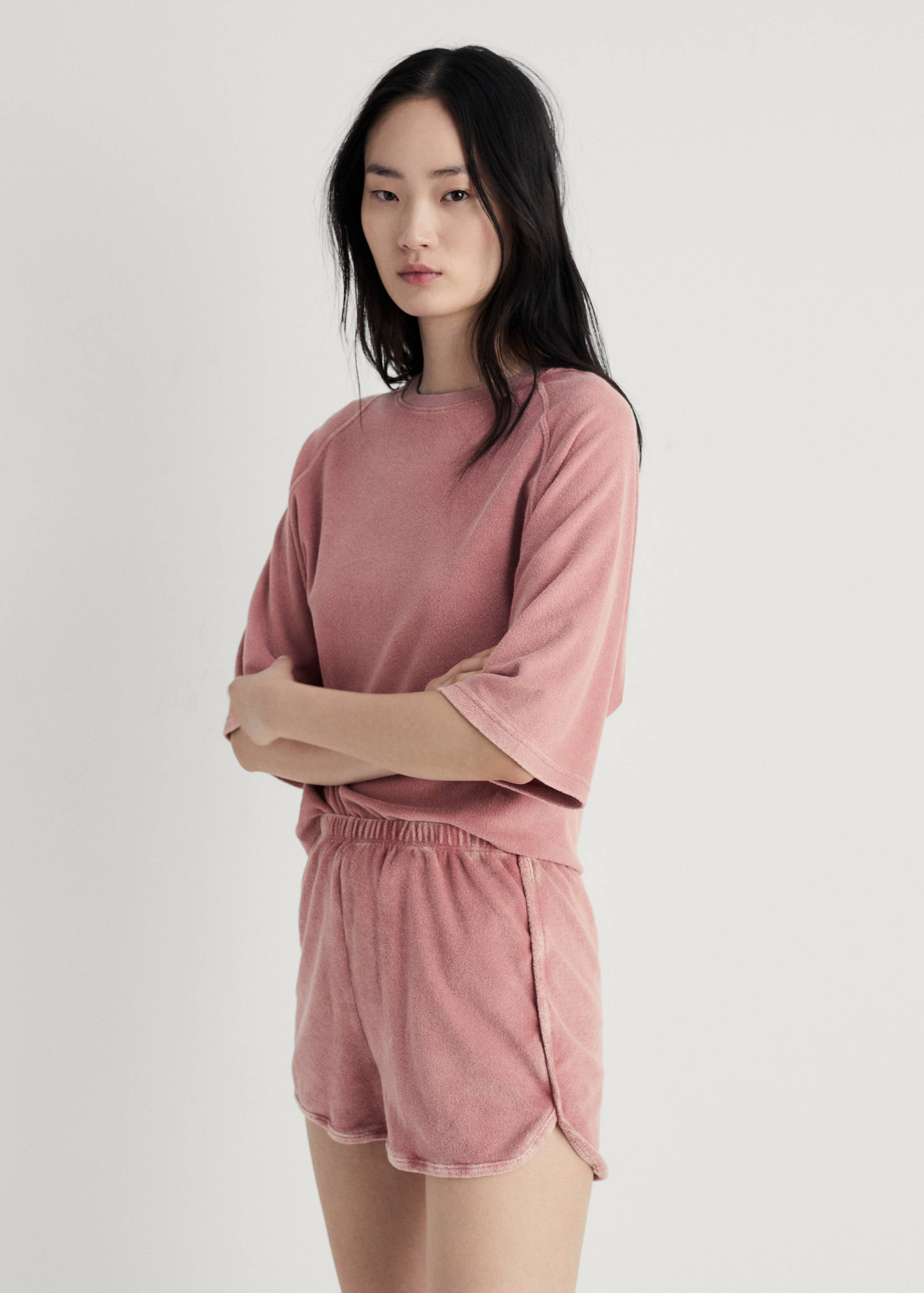 Terry cotton overdyed shorts - Medium plane